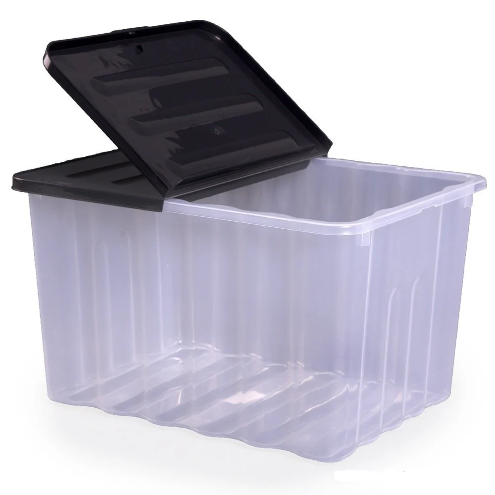 8 x Plastic Storage Boxes 110 Litres Extra Large - Clear & Black Supa Nova by Strata - Image 6
