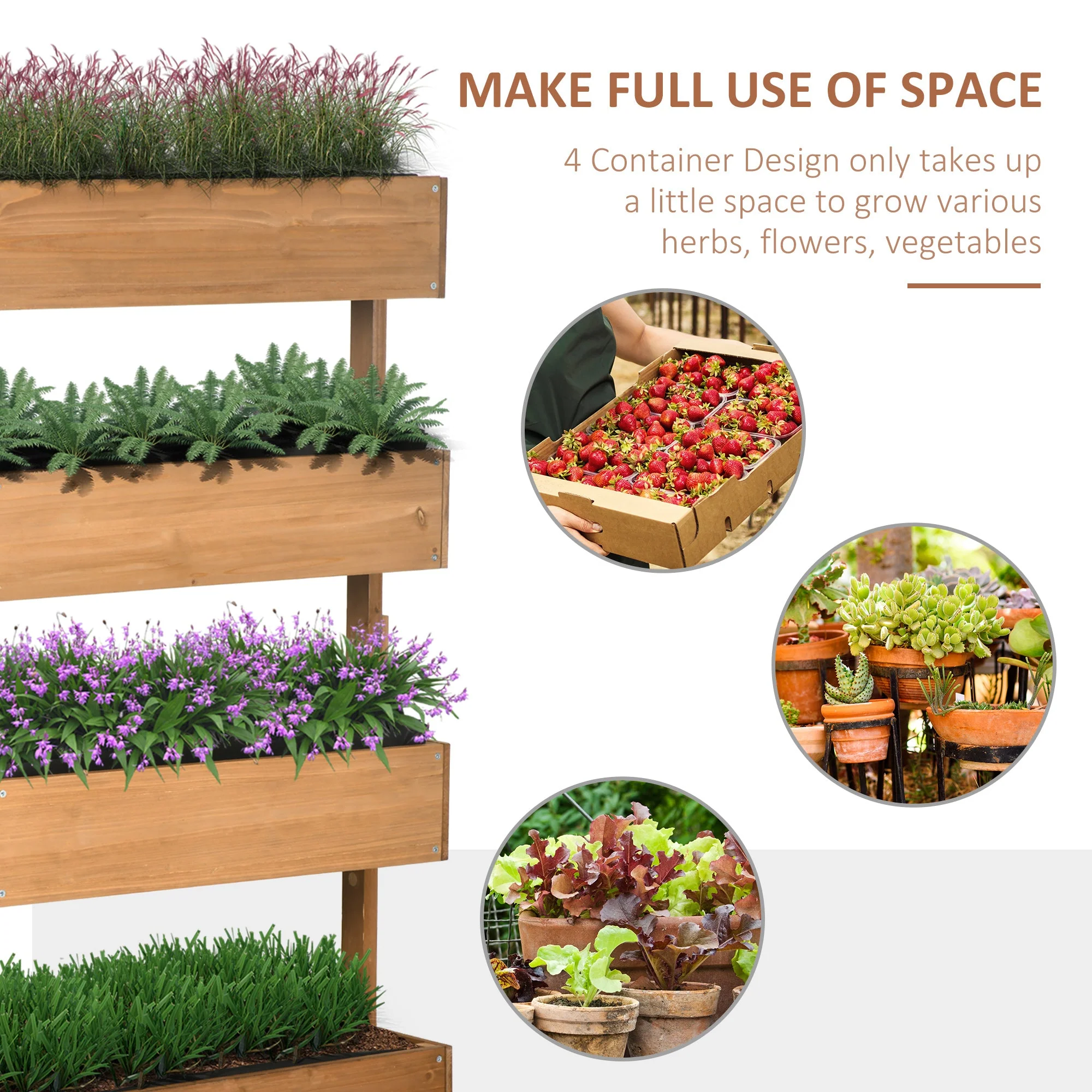 80cm x 45cm x 142cm 4-Tier Raised Garden Bed - Image 4