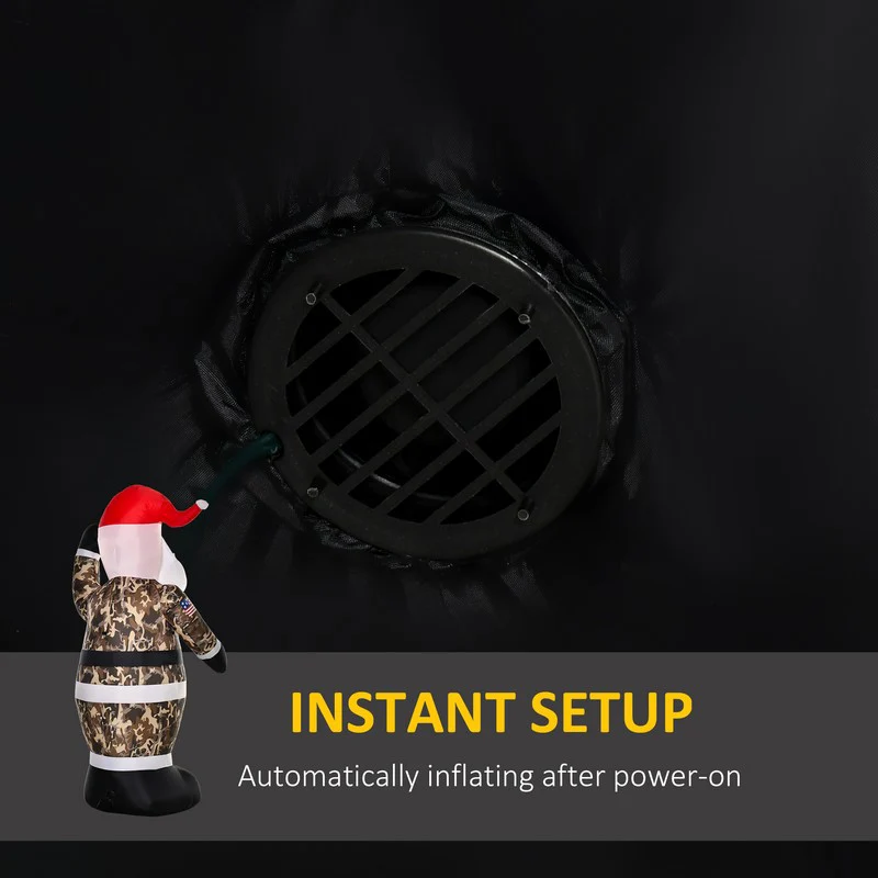 8ft Christmas Inflatable Santa Claus in Camouflage Lighted Blow Up Decoration - Image 5