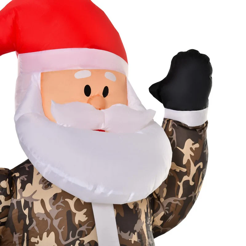 8ft Christmas Inflatable Santa Claus in Camouflage Lighted Blow Up Decoration - Image 7