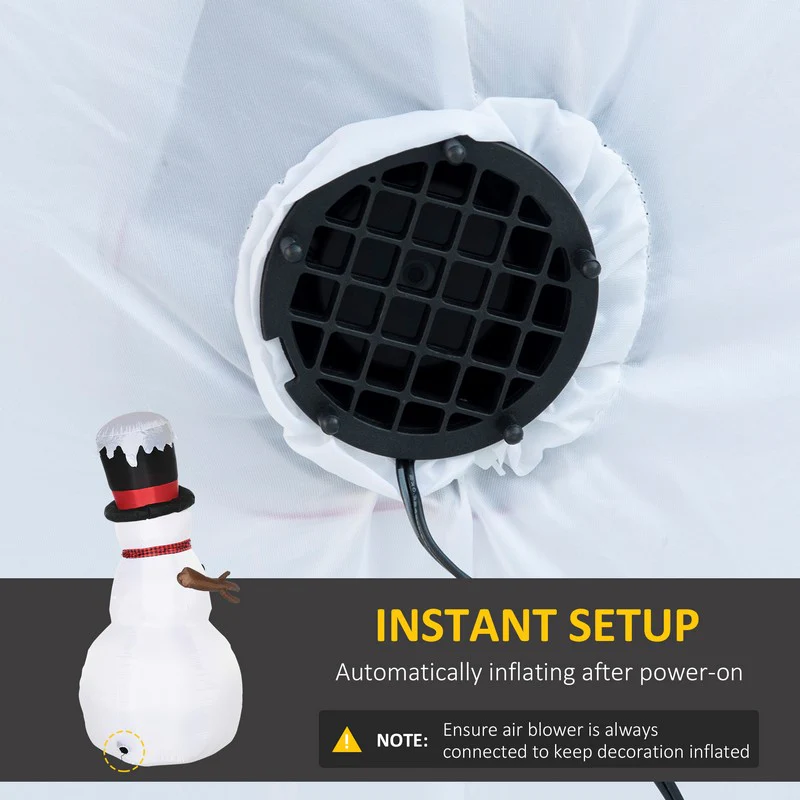 8ft Inflatable Christmas Snowman with Black Hat and Red Scotch Scarf - Image 3