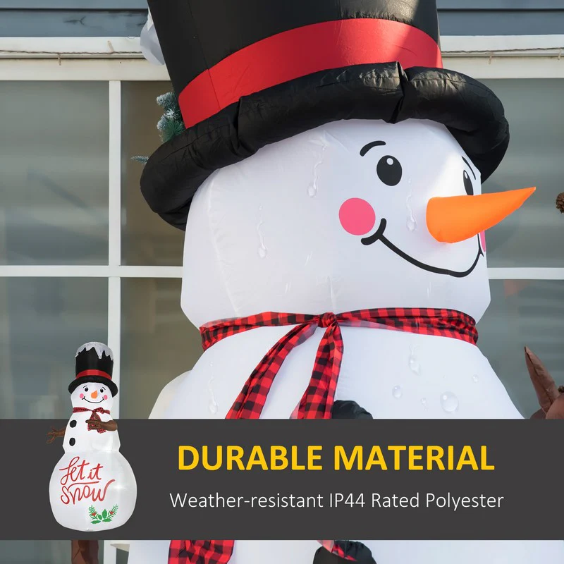8ft Inflatable Christmas Snowman with Black Hat and Red Scotch Scarf - Image 5