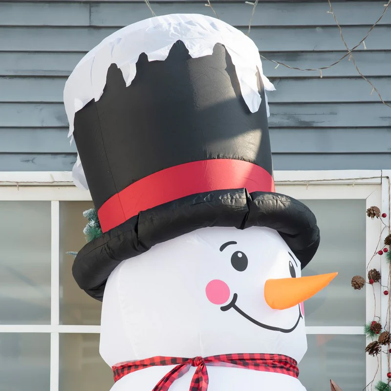 8ft Inflatable Christmas Snowman with Black Hat and Red Scotch Scarf - Image 7