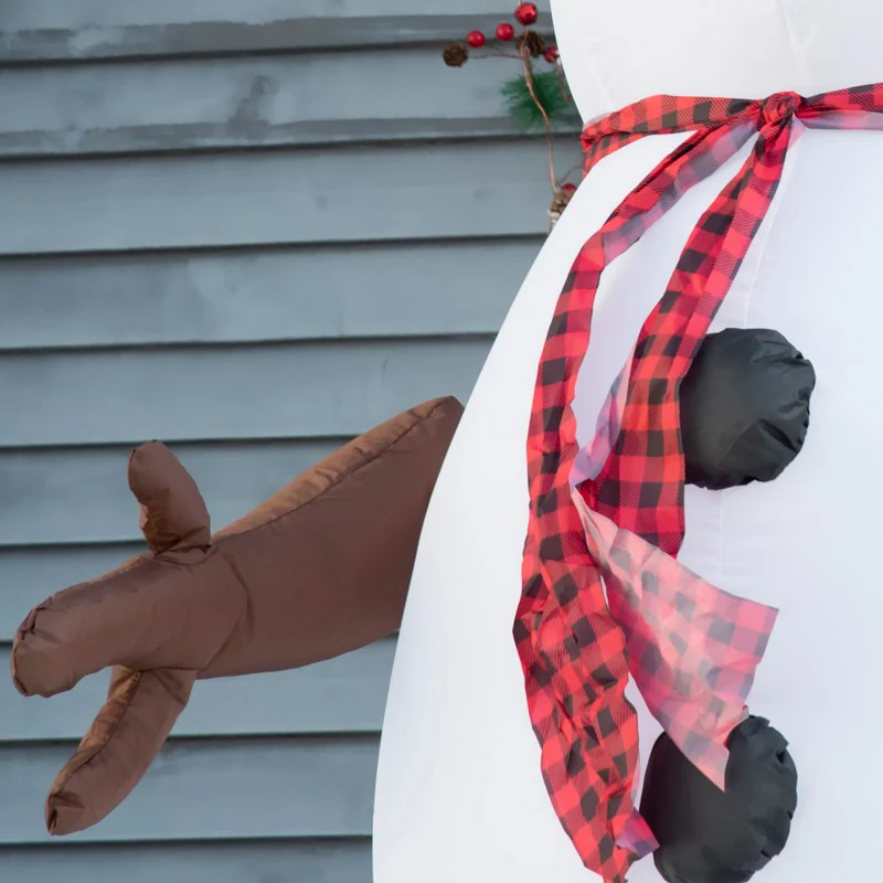 8ft Inflatable Christmas Snowman with Black Hat and Red Scotch Scarf - Image 8