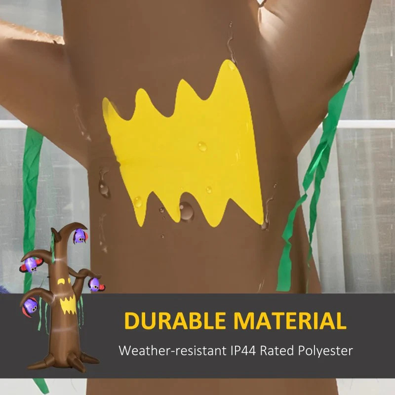 8ft Inflatable Halloween Ghost Tree with Upside-down Bats Showing Teeth Wings - Image 3