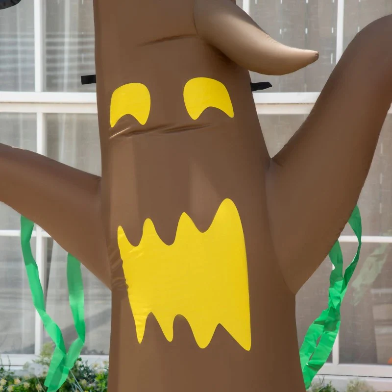 8ft Inflatable Halloween Ghost Tree with Upside-down Bats Showing Teeth Wings - Image 7