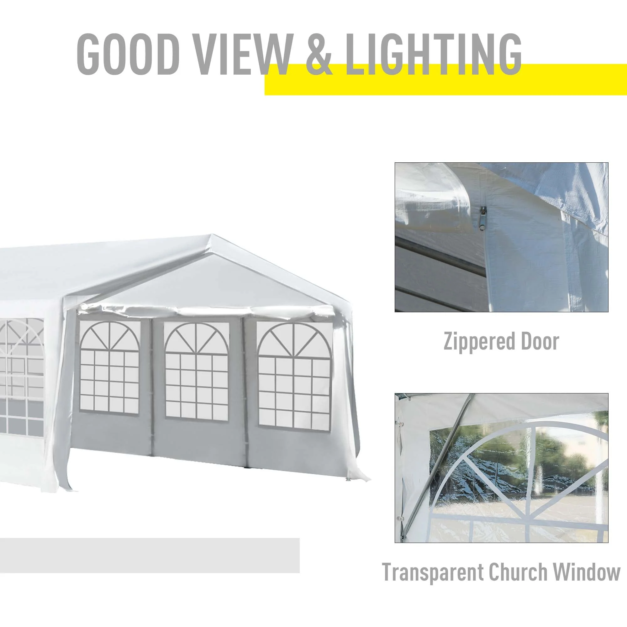 8m x 4m Garden Gazebo Marquee Party Tent Wedding Portable Garage Carport Event shelter Car Canopy Outdoor Heavy Duty Steel Frame Waterproof Rot Resistant - Image 6