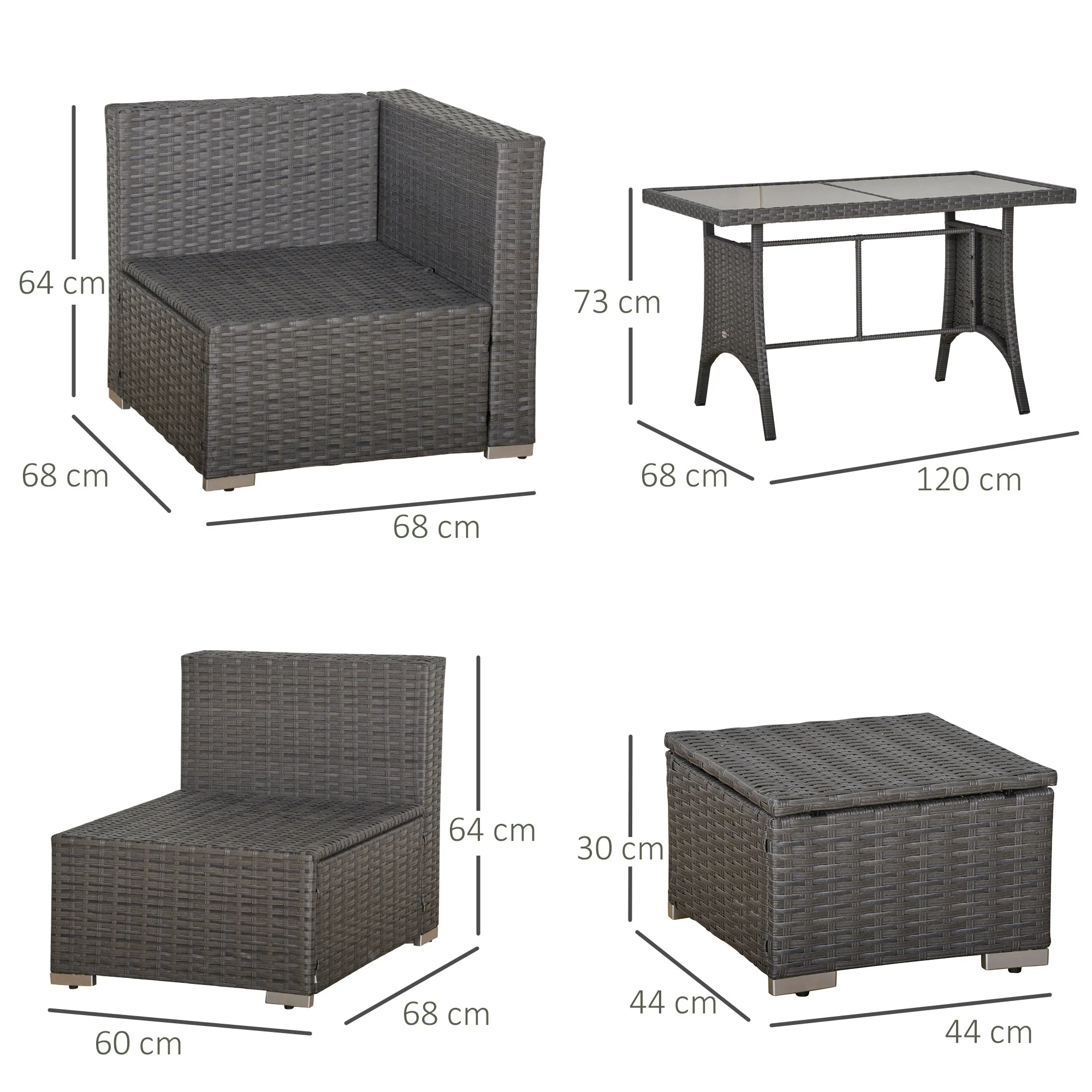 9 Seater Garden Rattan Furniture 10-Piece Rattan Corner Dining Sofa Set - Image 3