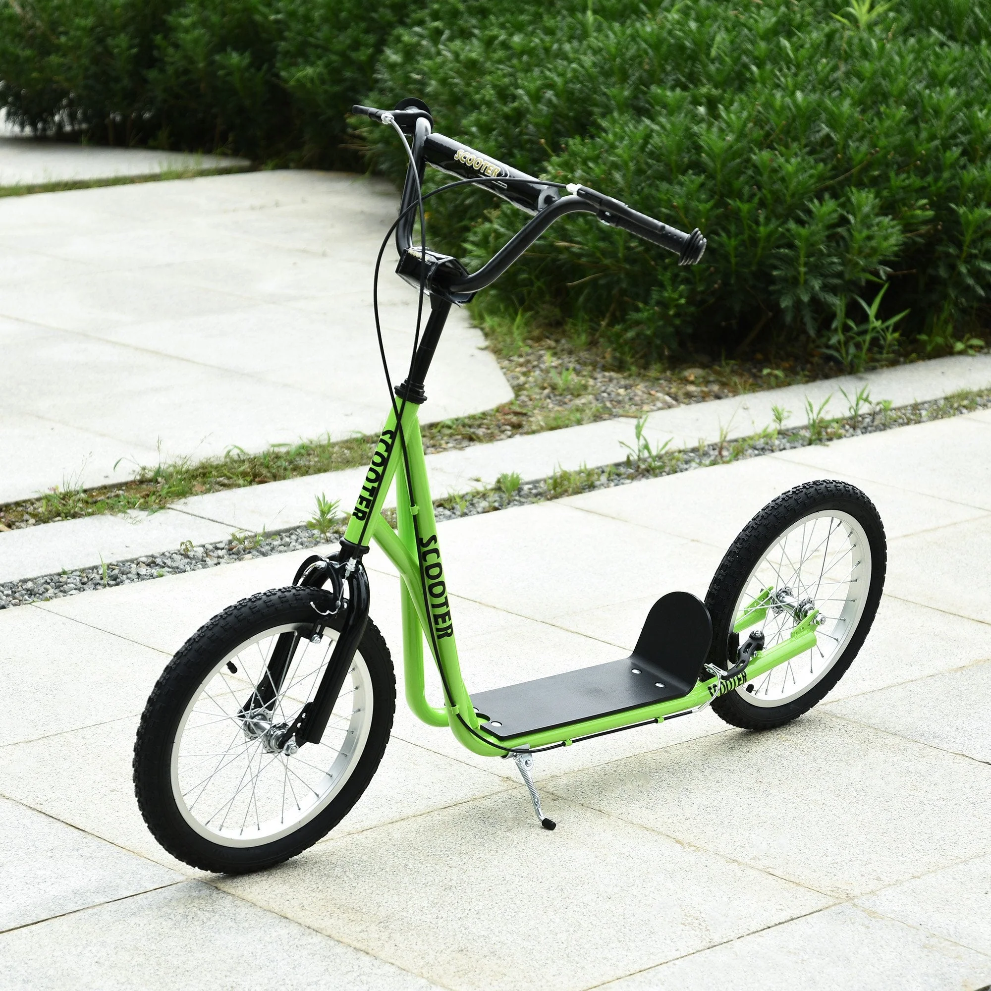 90-96cm Kids Kick Scooter w/ Adjustable Handlebar Inflatable Wheels Brakes Green - Image 2