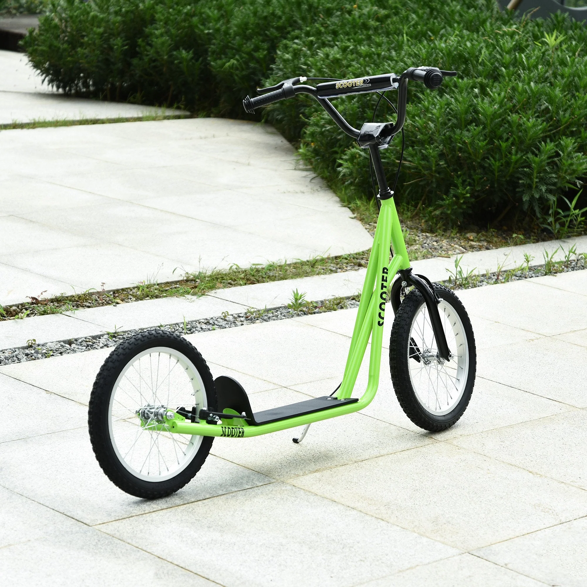 90-96cm Kids Kick Scooter w/ Adjustable Handlebar Inflatable Wheels Brakes Green - Image 9
