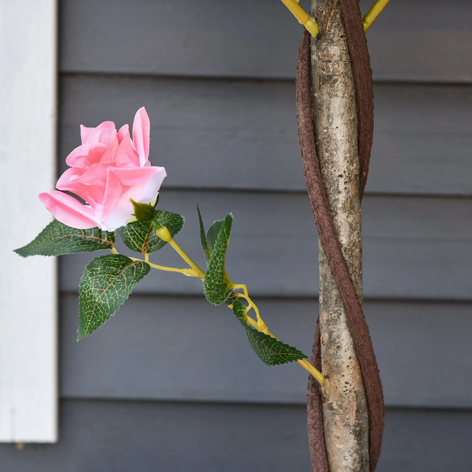 90cm/3FT Artificial Rose Tree Fake Decorative Plant w/ 21 Flowers Pot Indoor Outdoor Faux Decoration Home Office Décor Pink & Green - Image 7