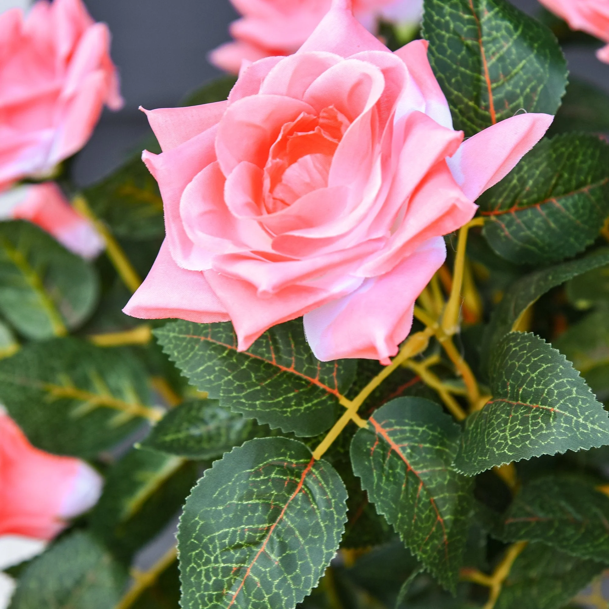 90cm/3FT Artificial Rose Tree Fake Decorative Plant w/ 21 Flowers Pot Indoor Outdoor Faux Decoration Home Office Décor Pink & Green - Image 8