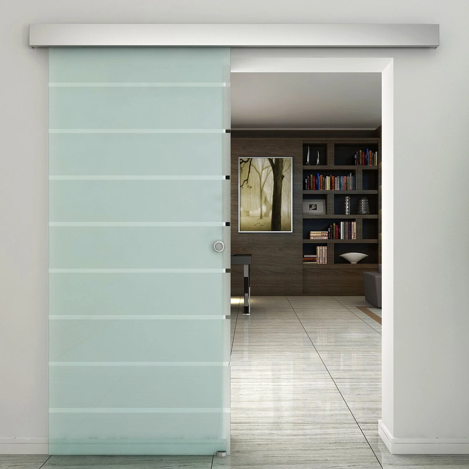 90cm Sliding Glass Door Set Include Hardware Track Kit - Image 2