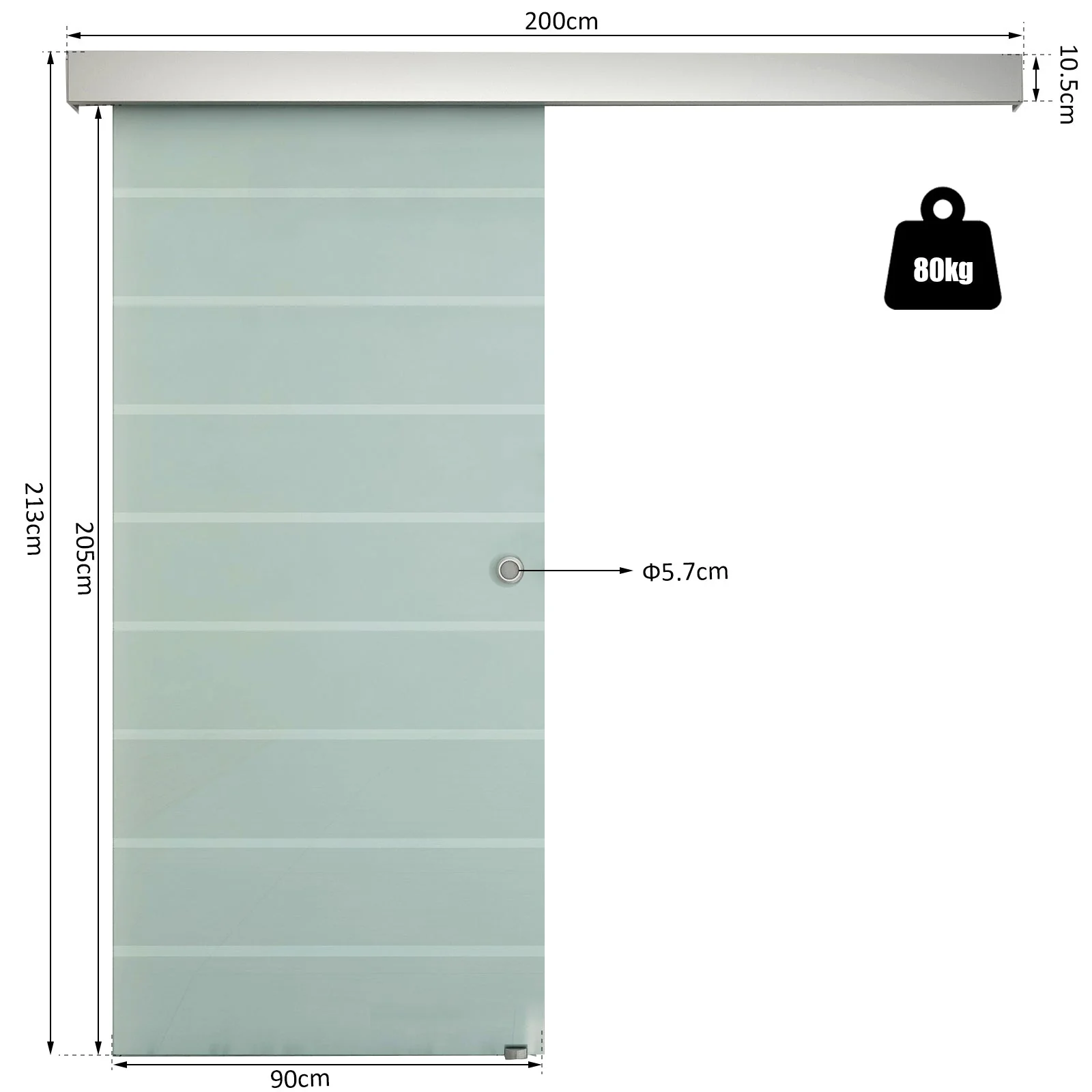 90cm Sliding Glass Door Set Include Hardware Track Kit - Image 3