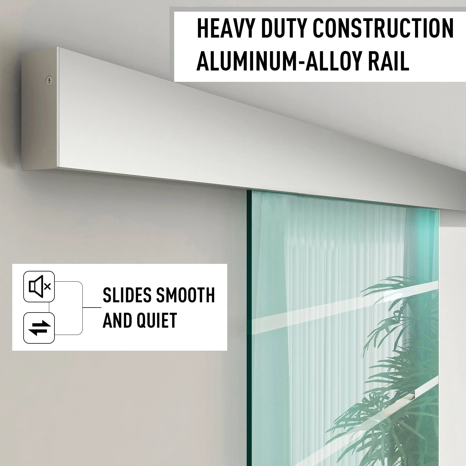 90cm Sliding Glass Door Set Include Hardware Track Kit - Image 6