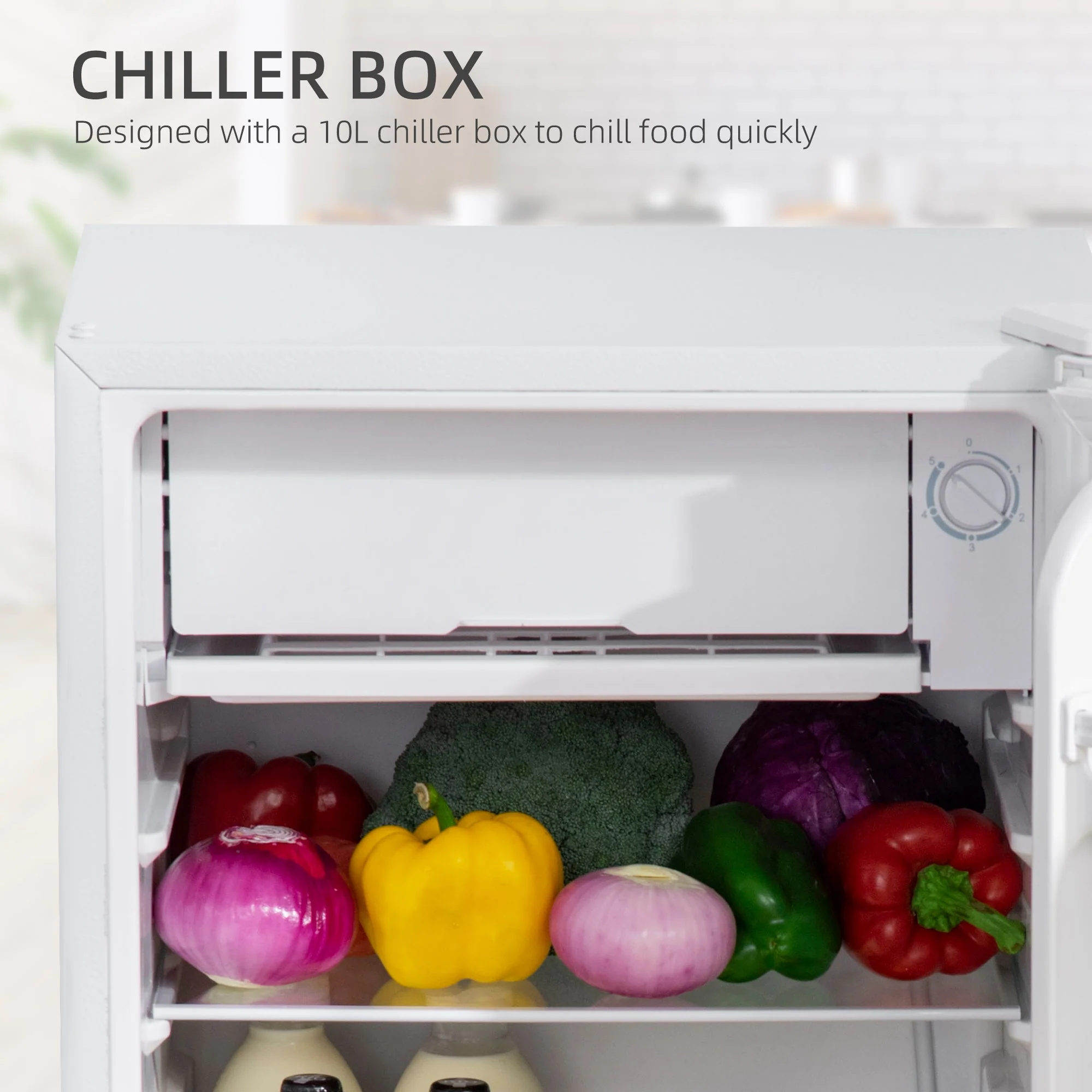 91 Litre Freestanding Under Counter Fridge with Chiller Box - Image 3