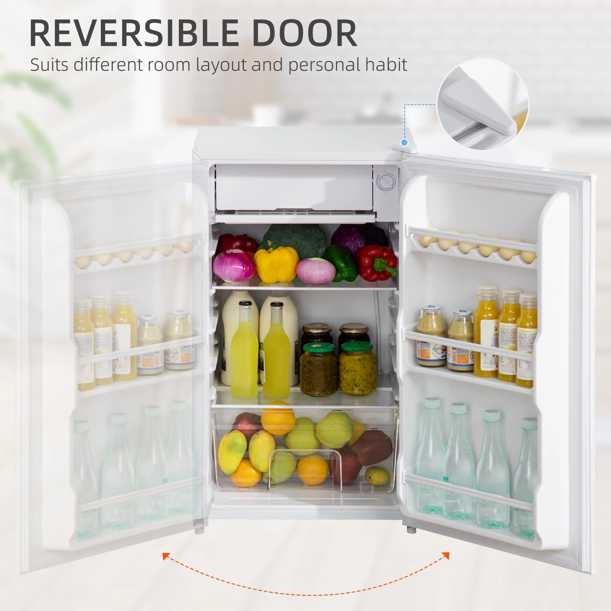91 Litre Freestanding Under Counter Fridge with Chiller Box - Image 5