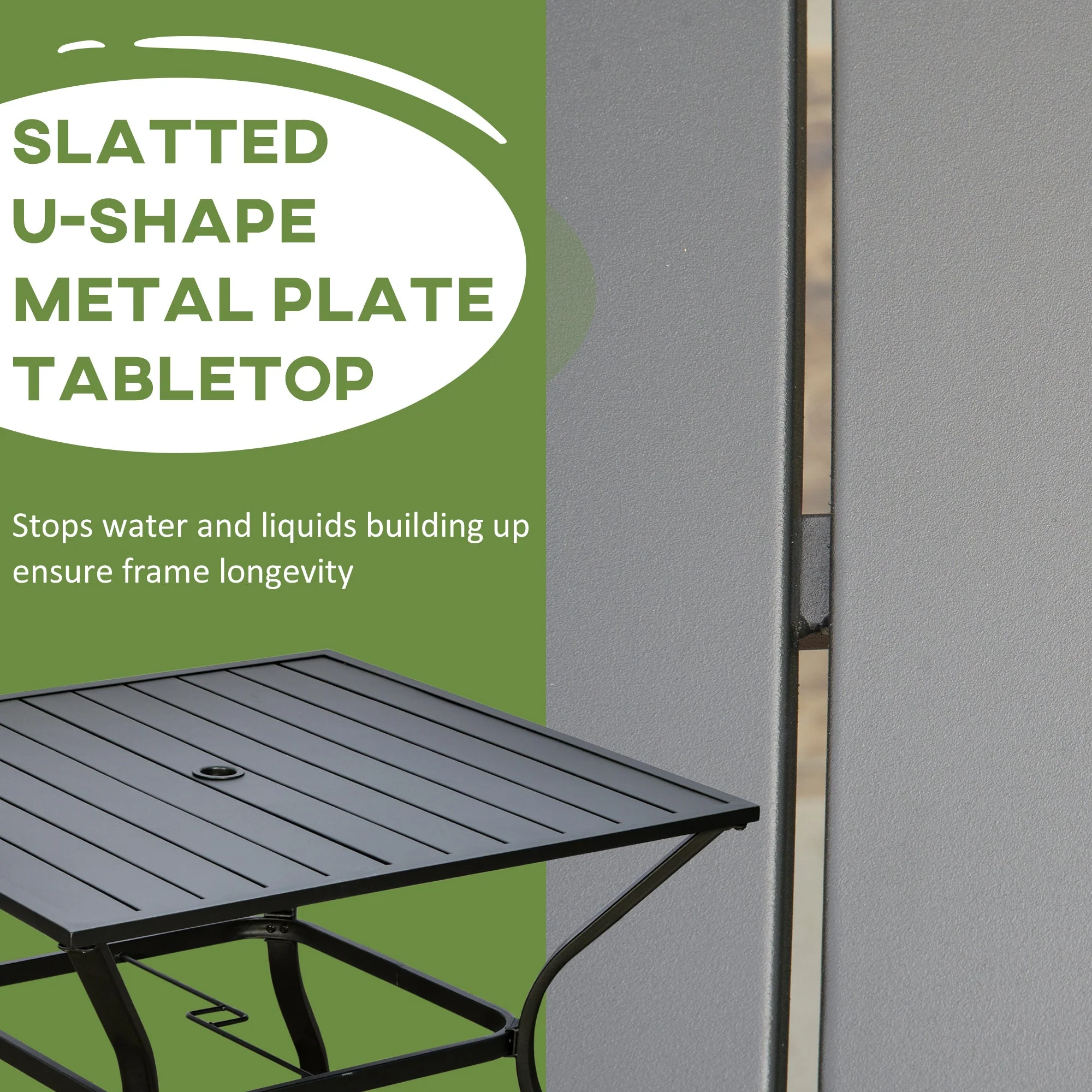 94 * 94 cm Garden Table with Parasol Hole - Image 4