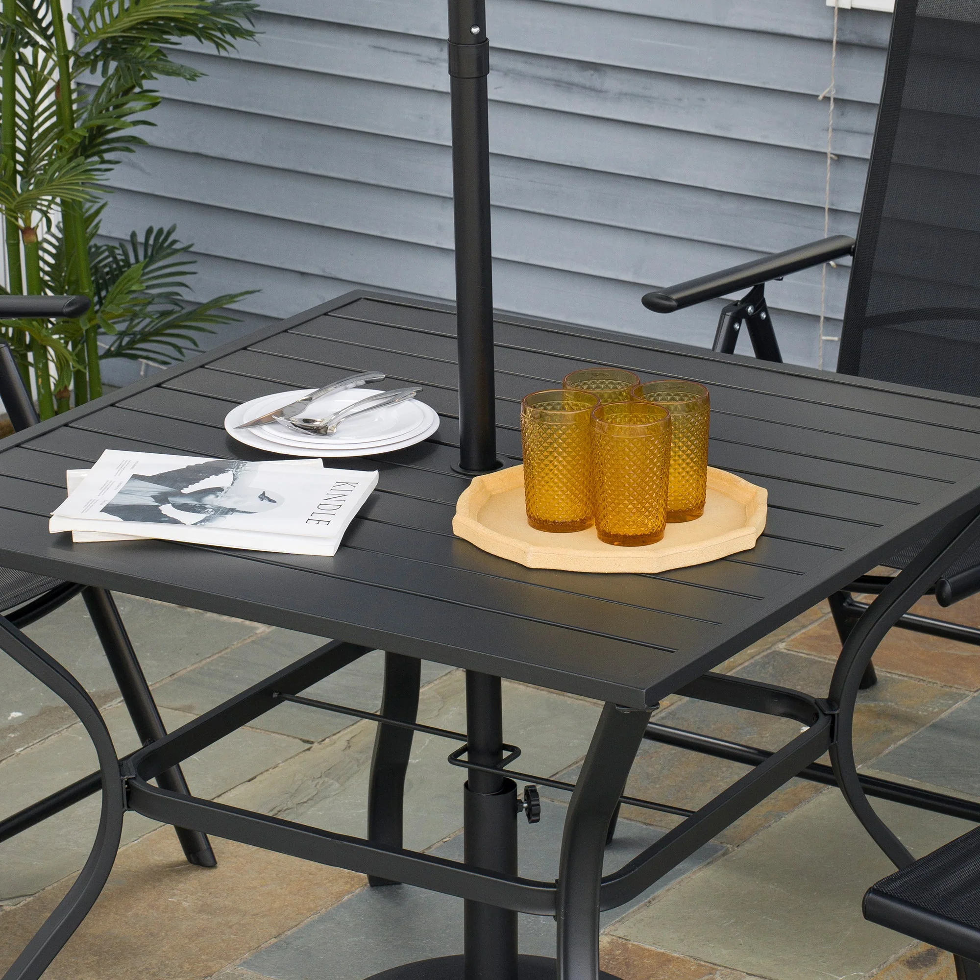 94 * 94 cm Garden Table with Parasol Hole - Image 6