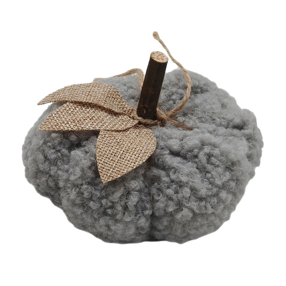 Pumpkin Halloween Decoration Brown Beige or White with Knit Pattern - 10cm - Image 3