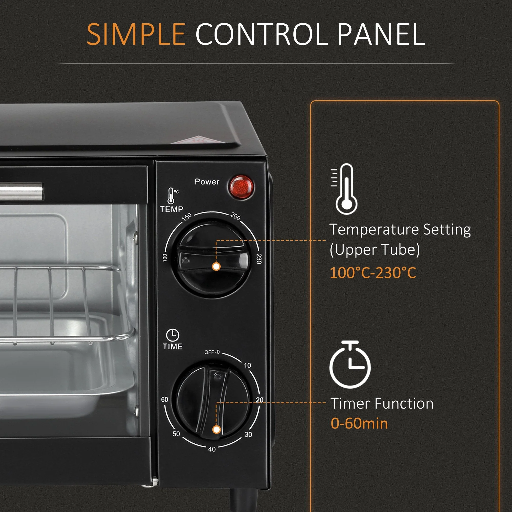 9L 230C Mini Oven With Timer Black - Image 5