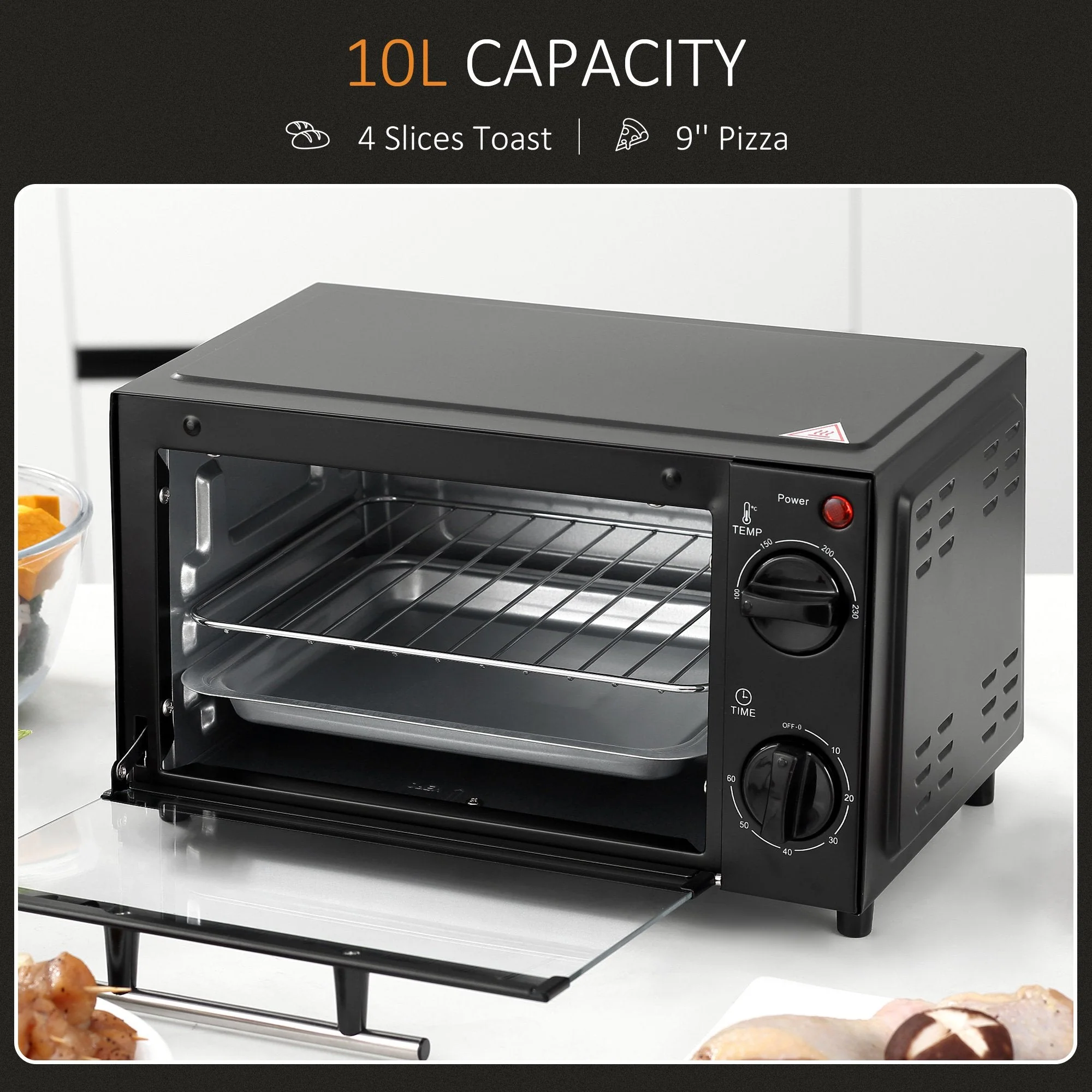 9L 230C Mini Oven With Timer Black - Image 6