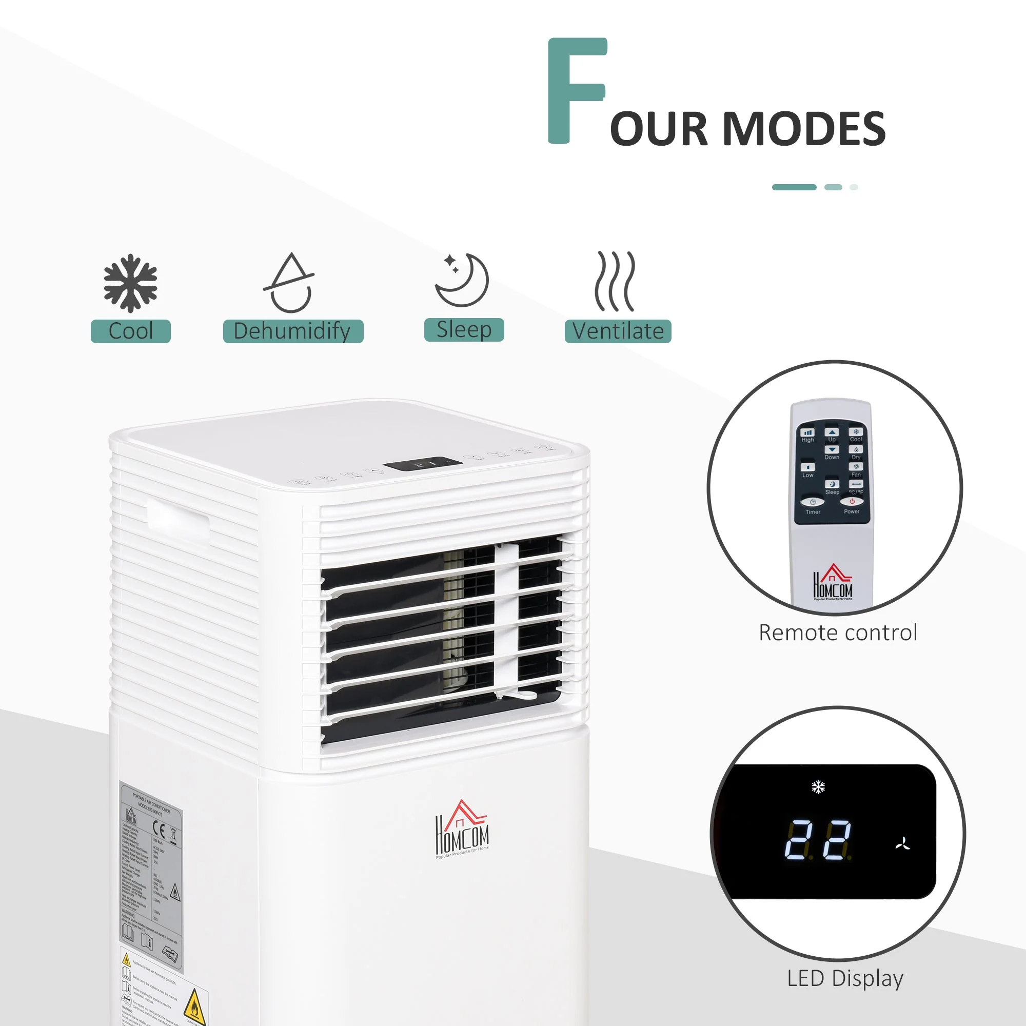 A Rated 7,000 BTU Portable Air Conditioner With Remote & 24 Hour Timer by Homcom - Image 3