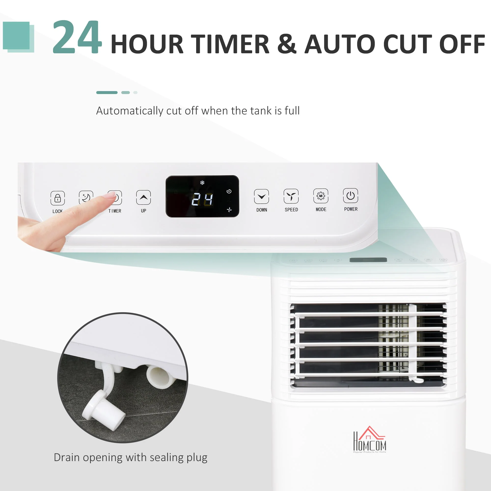 A Rated 7,000 BTU Portable Air Conditioner With Remote & 24 Hour Timer by Homcom - Image 7
