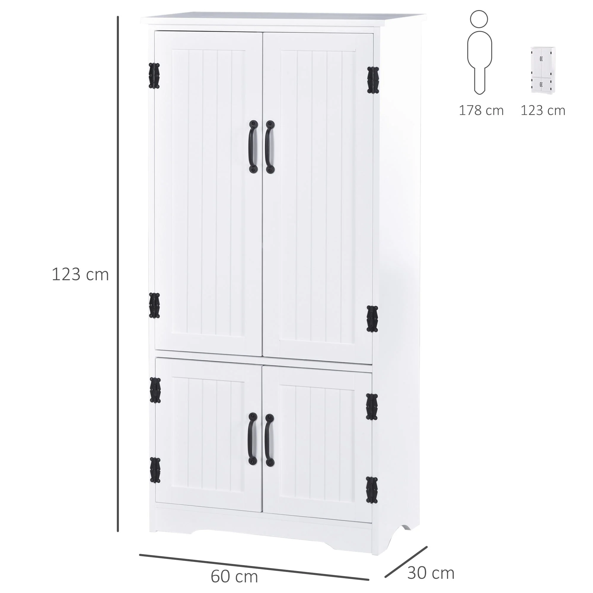 Accent Floor Storage Cabinet Kitchen Cupboard with Adjustable Shelves and 2 Lower Doors - Image 3