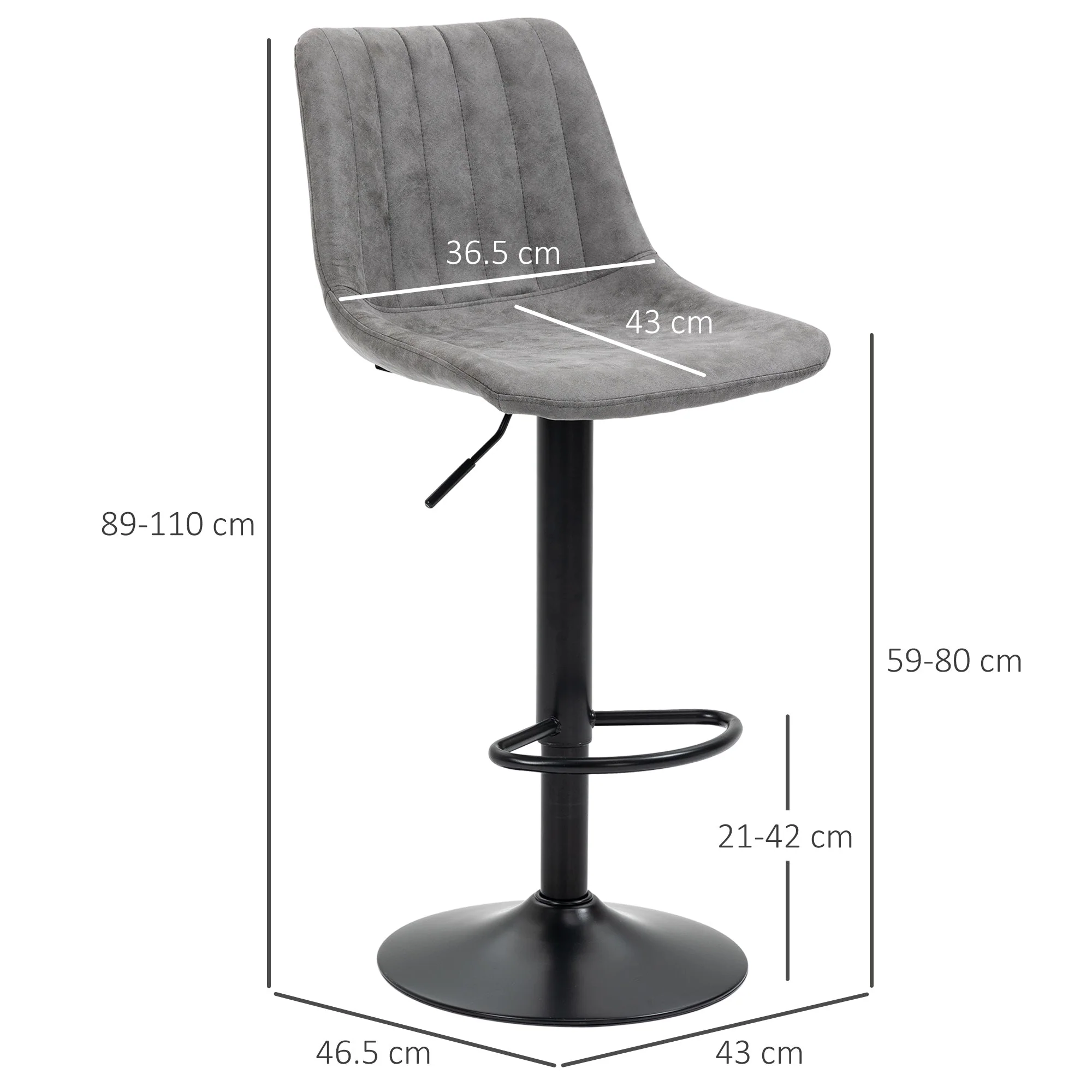 Adjustable Bar Stools Set of 2 Counter Height Barstools Dining Chairs 360° Swivel with Footrest for Home Pub - Image 3