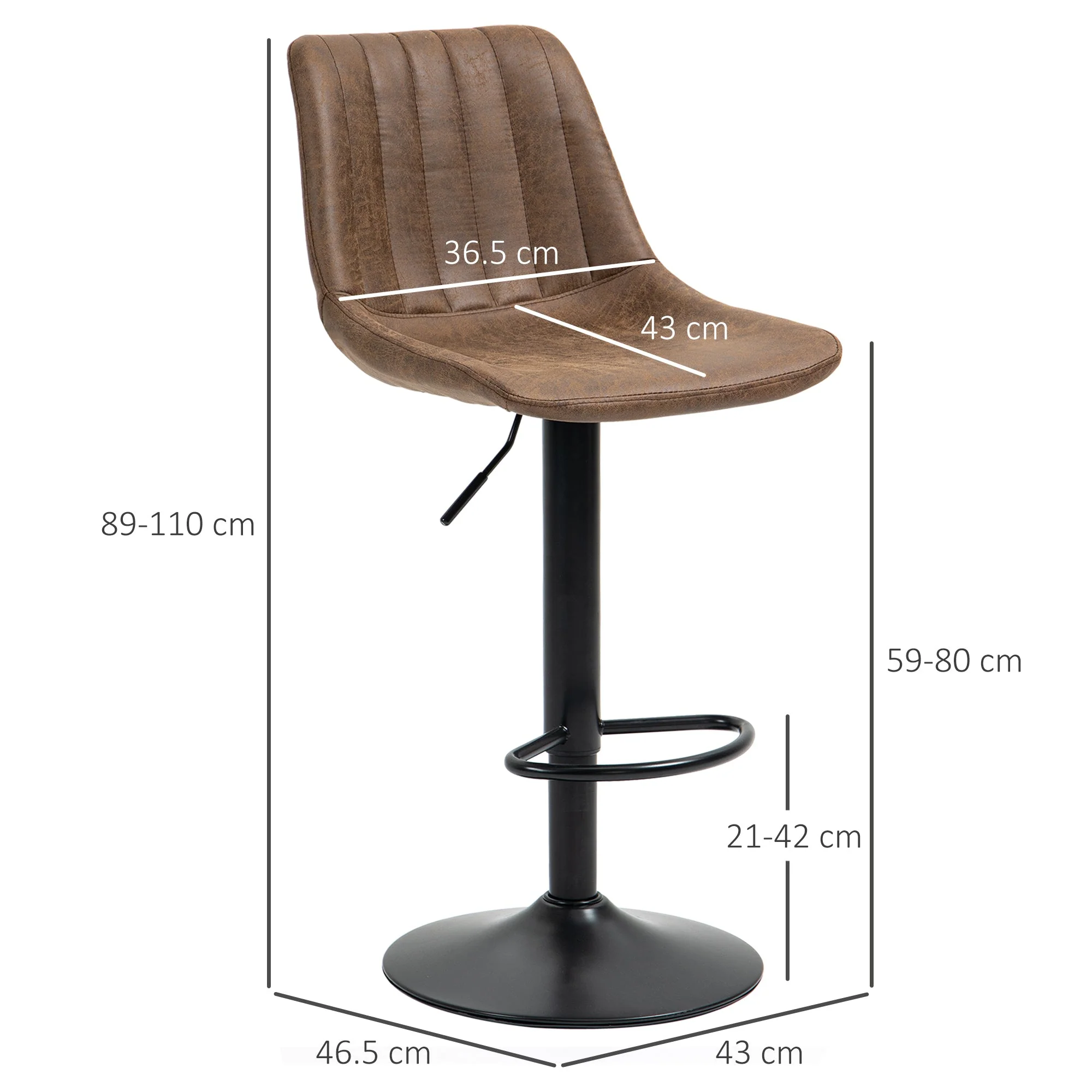 Adjustable Bar Stools Set of 2 Counter Height Barstools Dining Chairs 360° Swivel with Footrest for Home Pub - Image 3