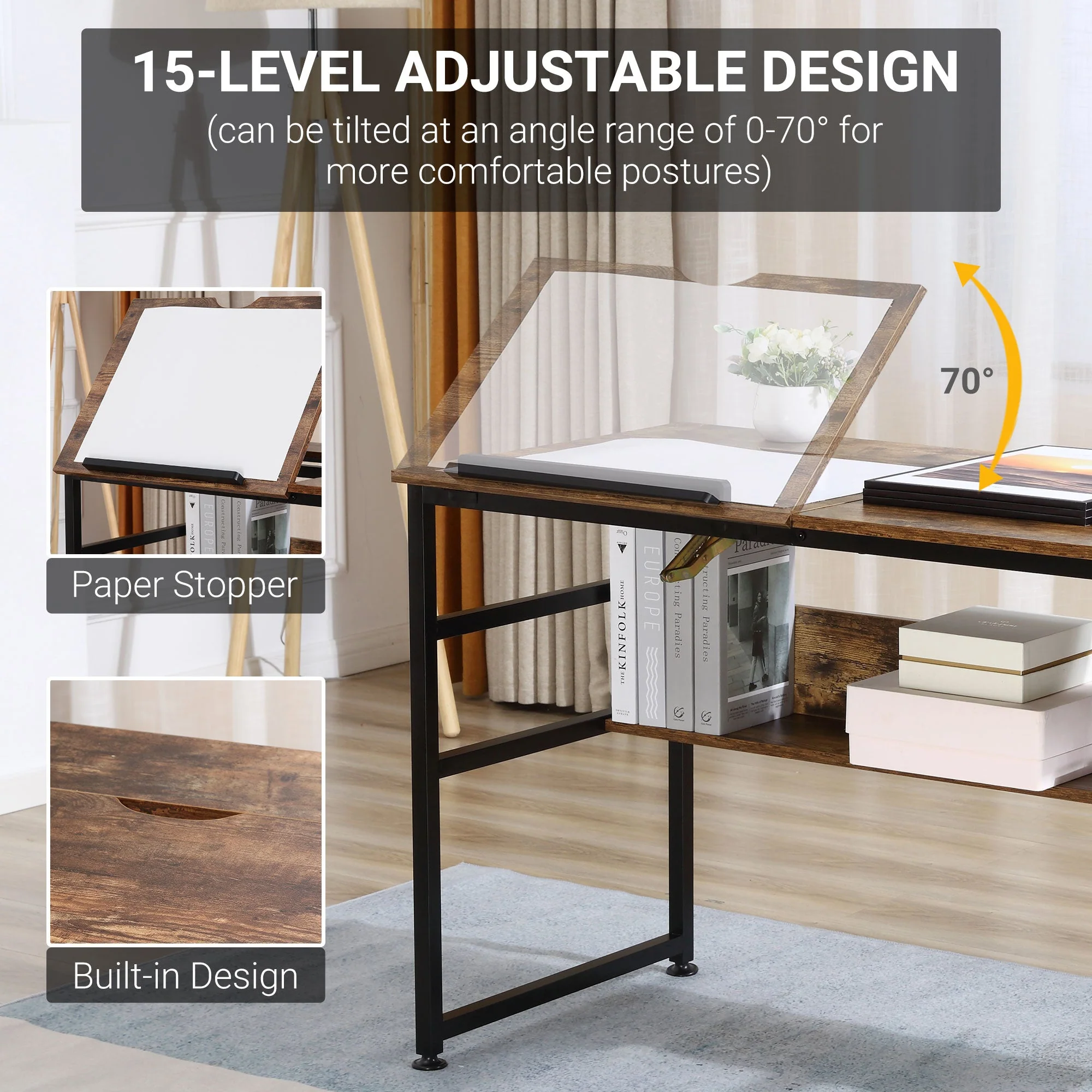 Adjustable Drafting Table Art Desk Drawing Table - Image 4