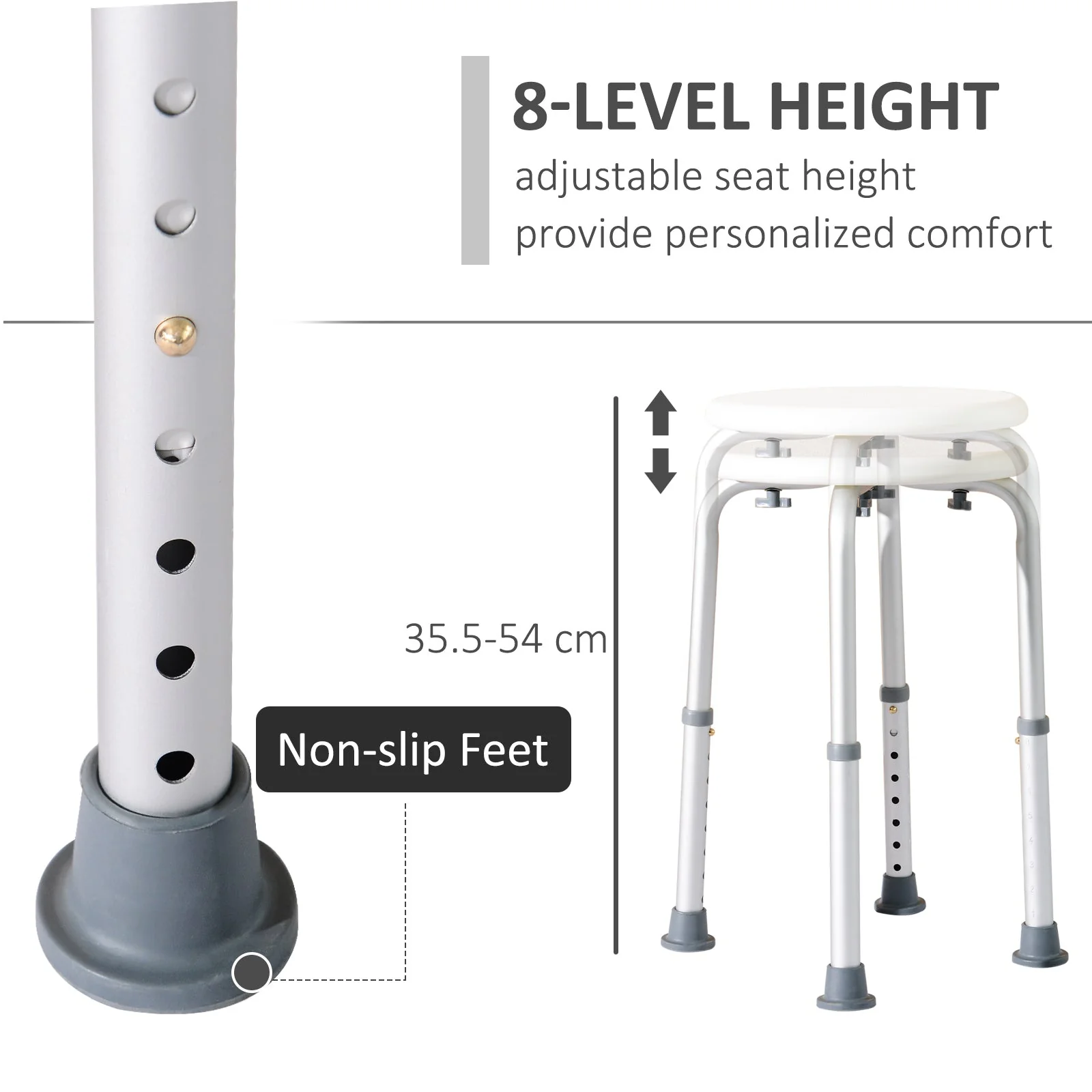 Adjustable Non-Slip Shower and Bath Stool - Image 4