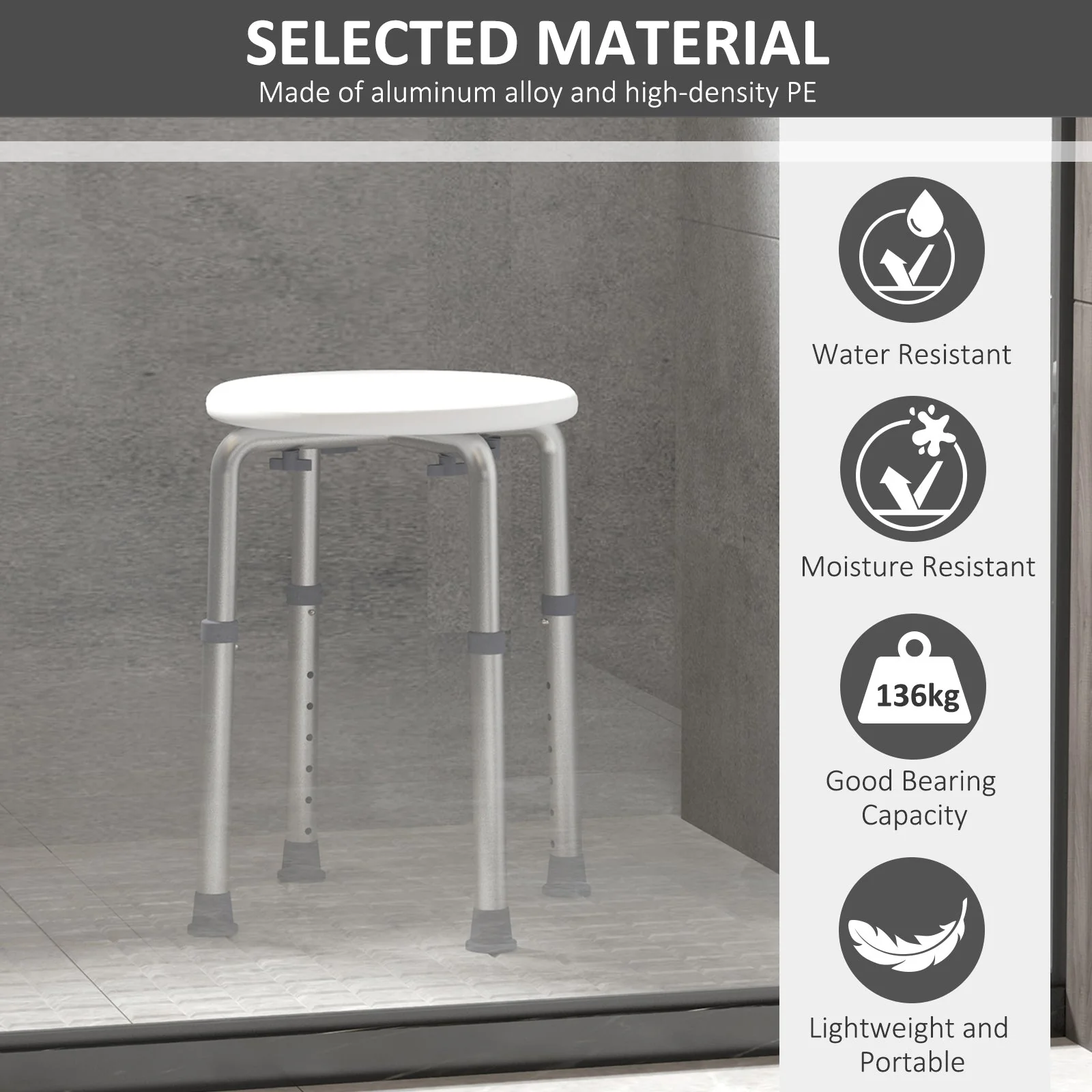 Adjustable Non-Slip Shower and Bath Stool - Image 6