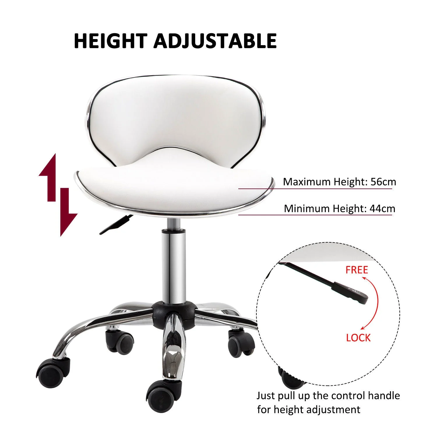 Adjustable Rolling Swivel Beauty Salon Chair - Image 4