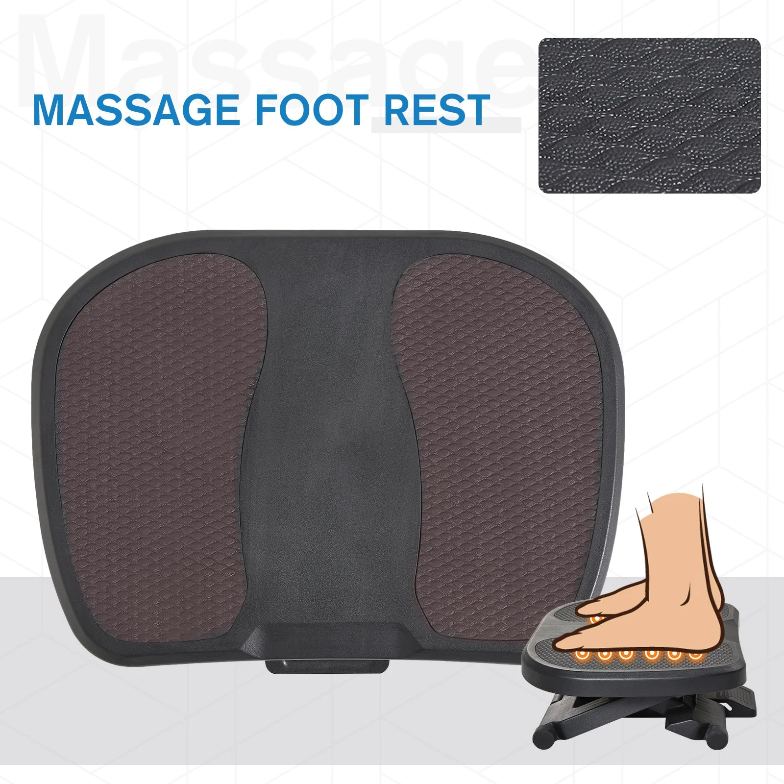 Adjustable Under-Desk Footrest Height Angle Tilt Anti-Slip Compact Health Black - Image 6