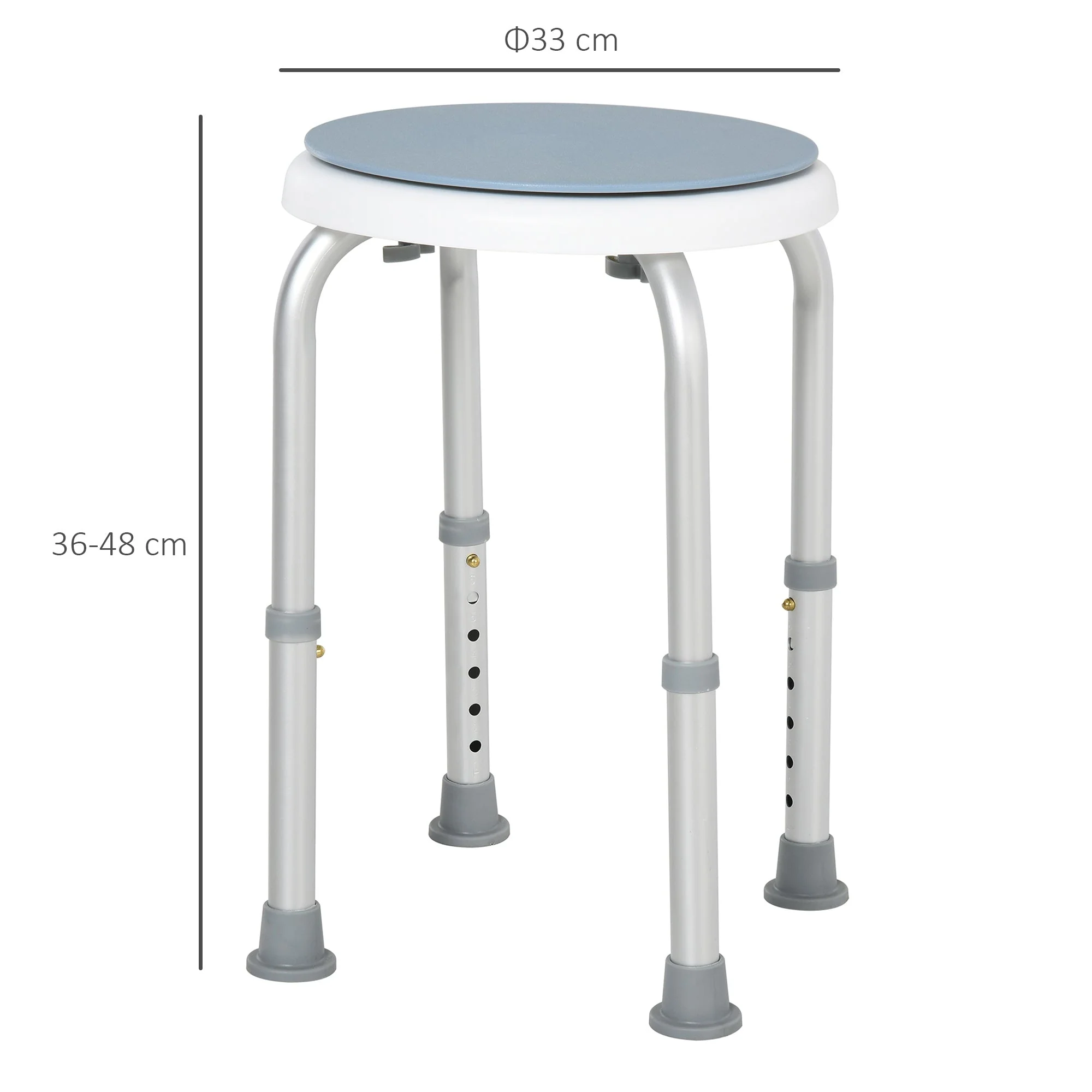 Aluminium 360°Swivel Shower Stool Blue & White - Image 3