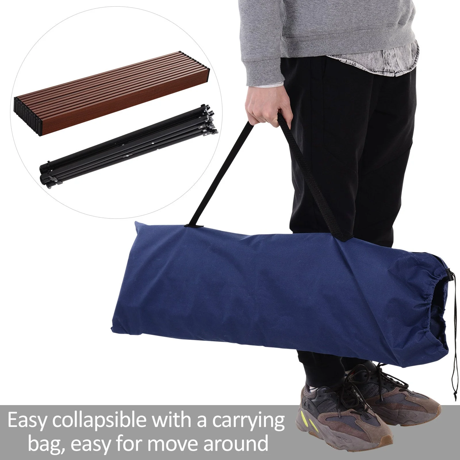 Aluminium Folding Picnic Table Portable Camping Table w/ Carrier Bag - Image 3