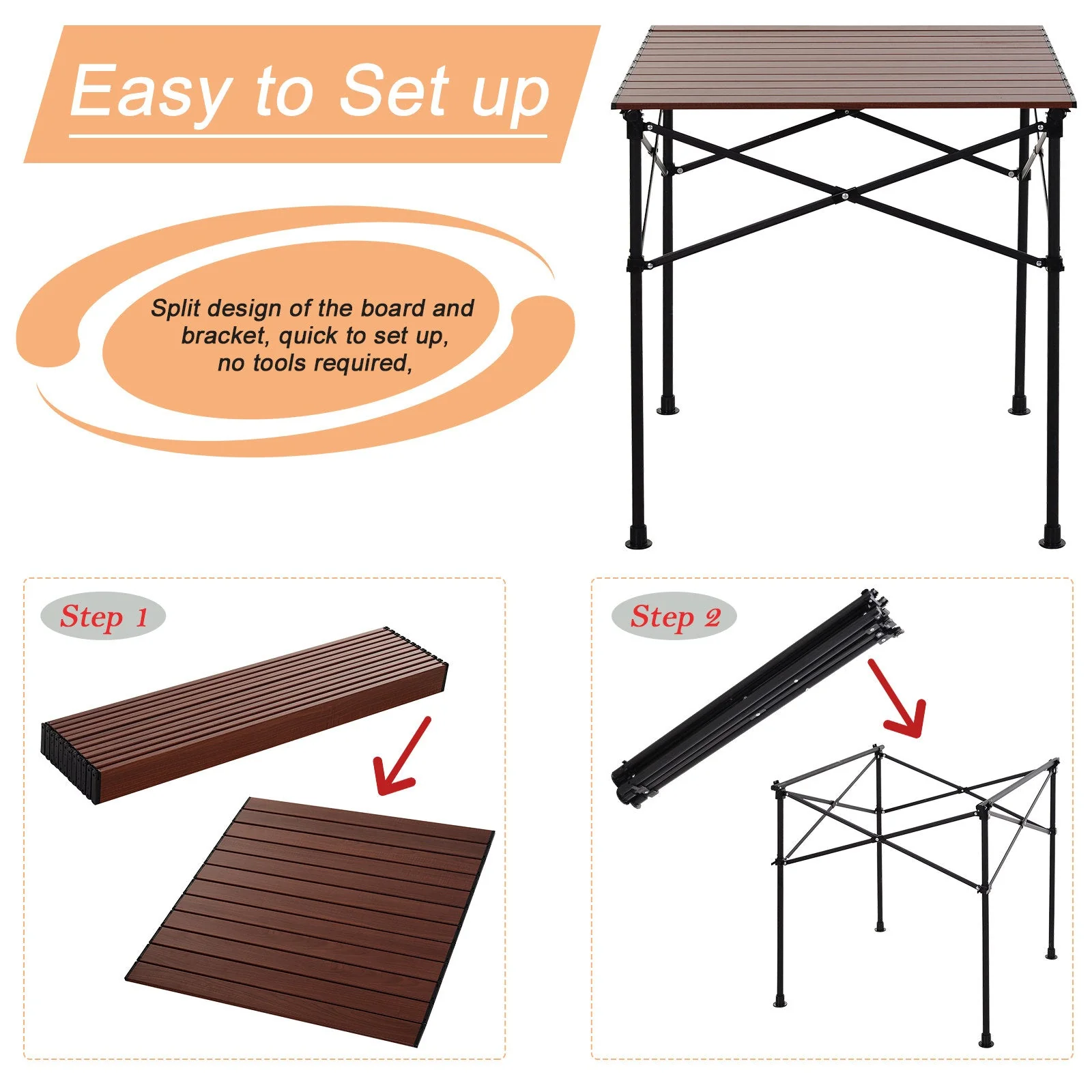 Aluminium Folding Picnic Table Portable Camping Table w/ Carrier Bag - Image 5