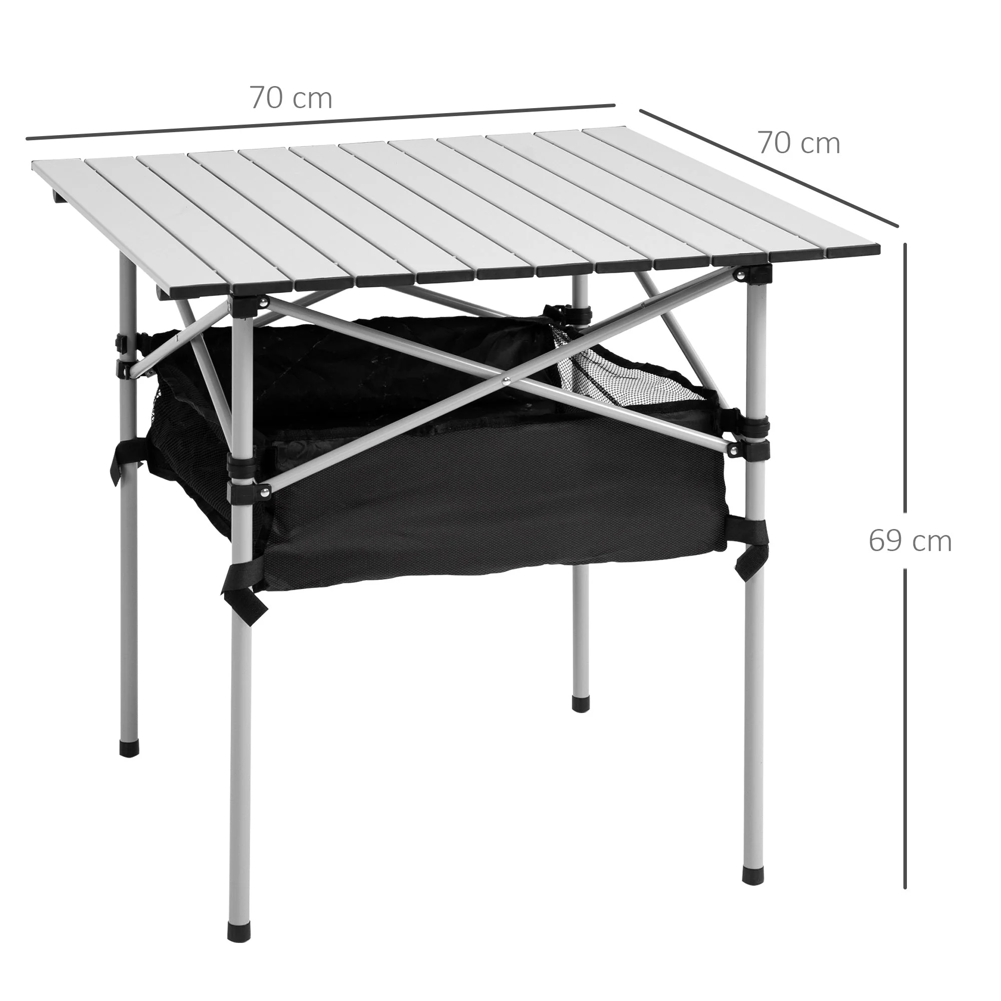 Aluminum Roll-Top Table w/ Mesh Bag Camping Outdoor Dining Foldable w/ Steel Frame Picnic Lightweight Hiking Furniture Desk - Image 3