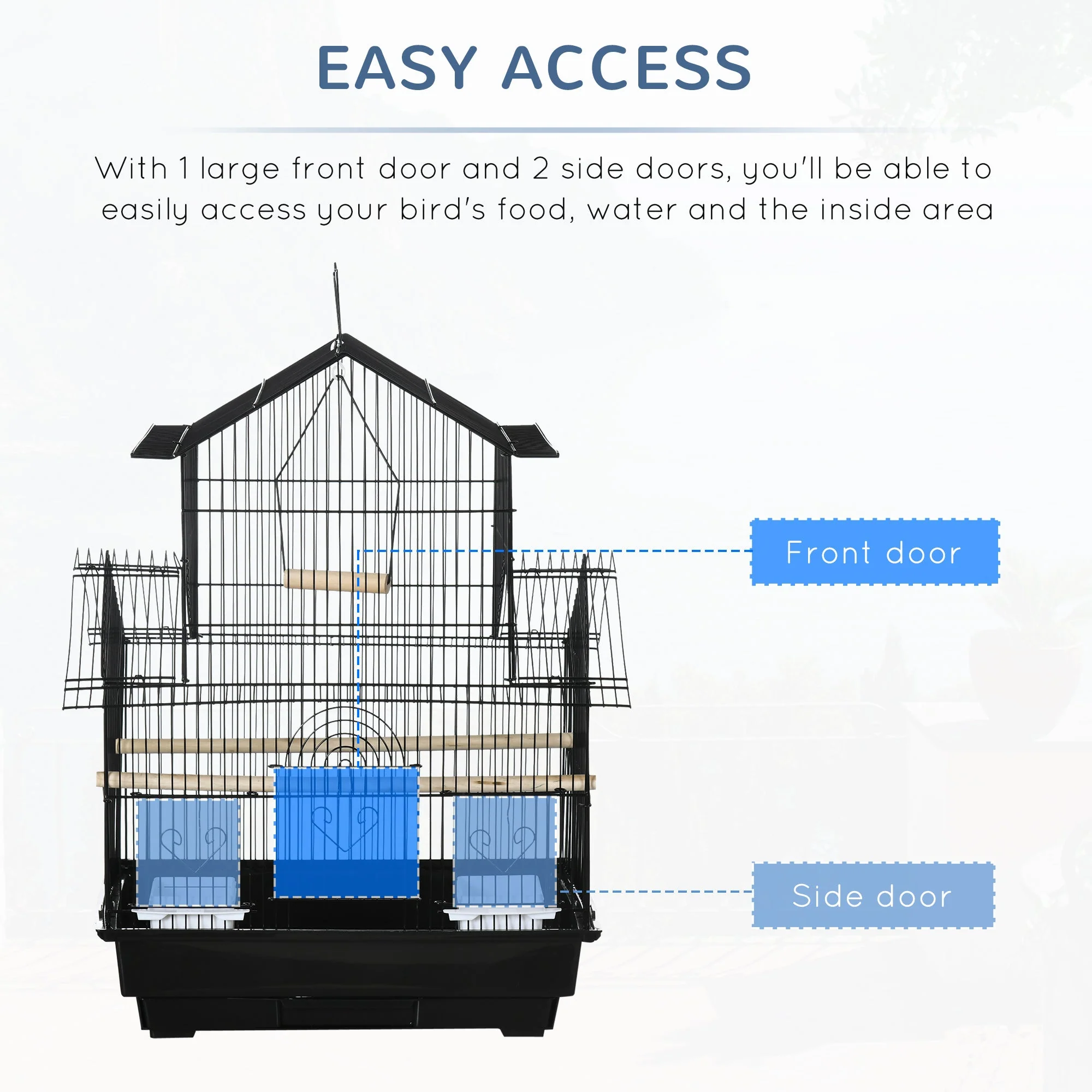 American Dream 63cm Bird Cage Hanging Black by Pawhut - Image 8