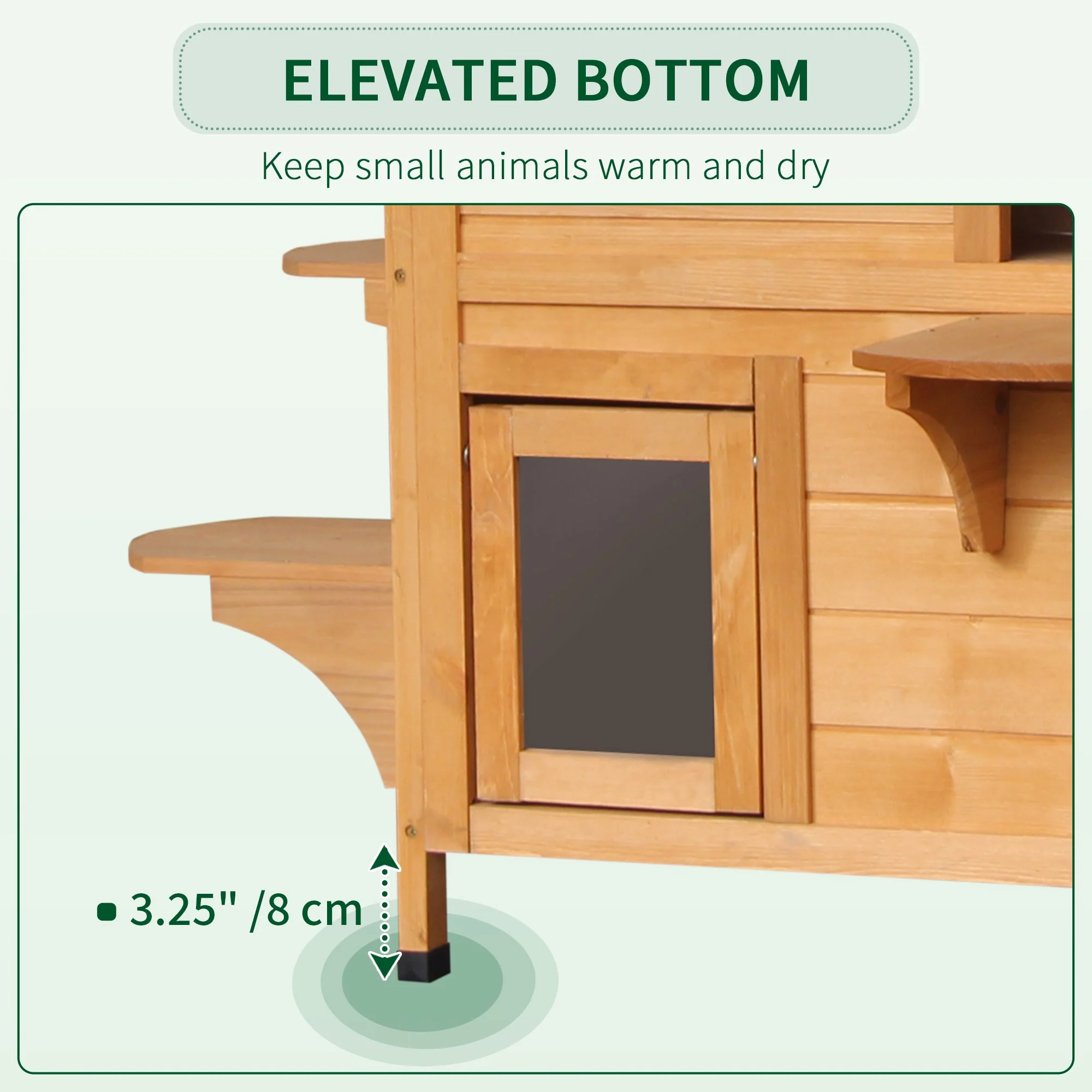 American Dream 91cm Cat House Fir Wood Natural by Pawhut - Image 5