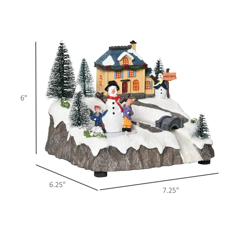 Animated Christmas Village Scene Musical Holiday Decoration with LED Light - Image 2
