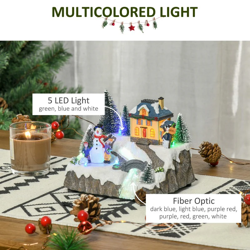 Animated Christmas Village Scene Musical Holiday Decoration with LED Light - Image 4
