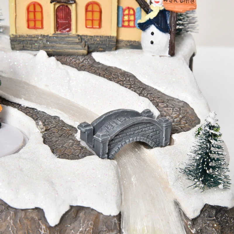 Animated Christmas Village Scene Musical Holiday Decoration with LED Light - Image 7