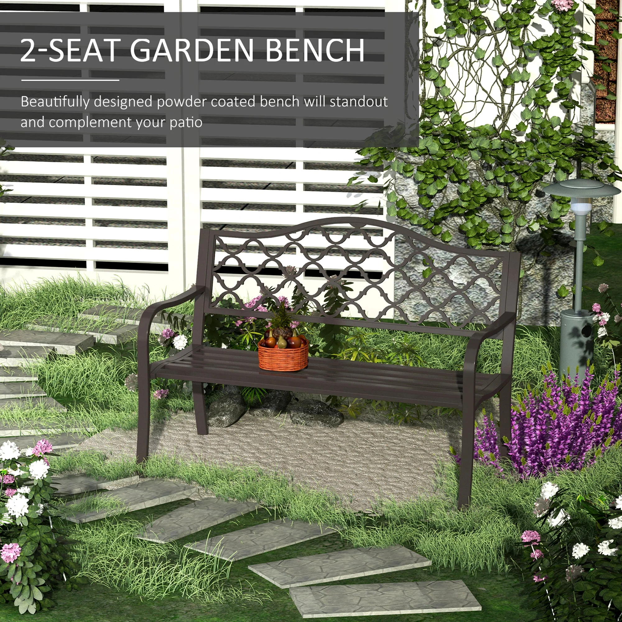 Antique Style Outdoor Cast Iron Front Porch Bench Path Chair Seat Outdoor - Image 4