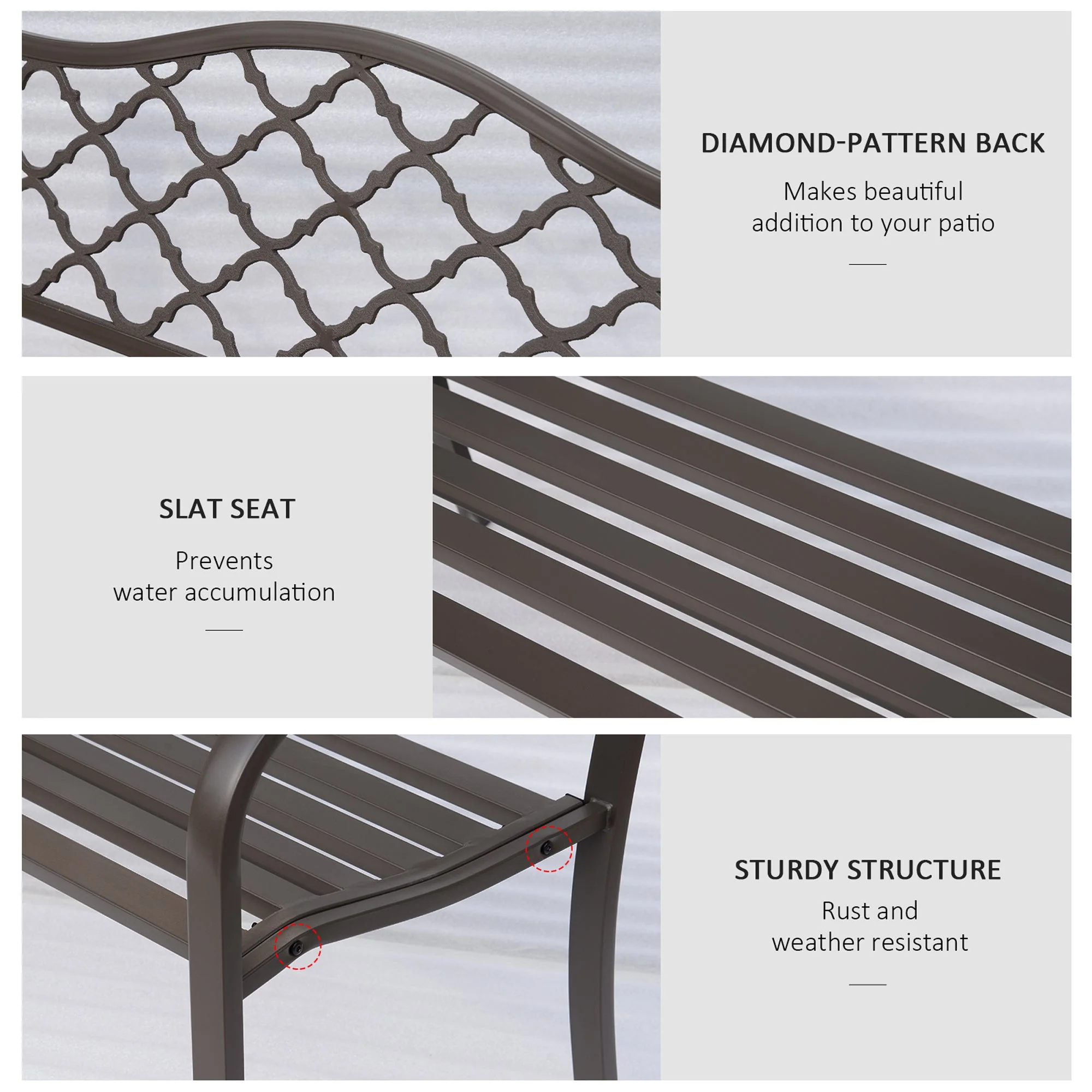 Antique Style Outdoor Cast Iron Front Porch Bench Path Chair Seat Outdoor - Image 5