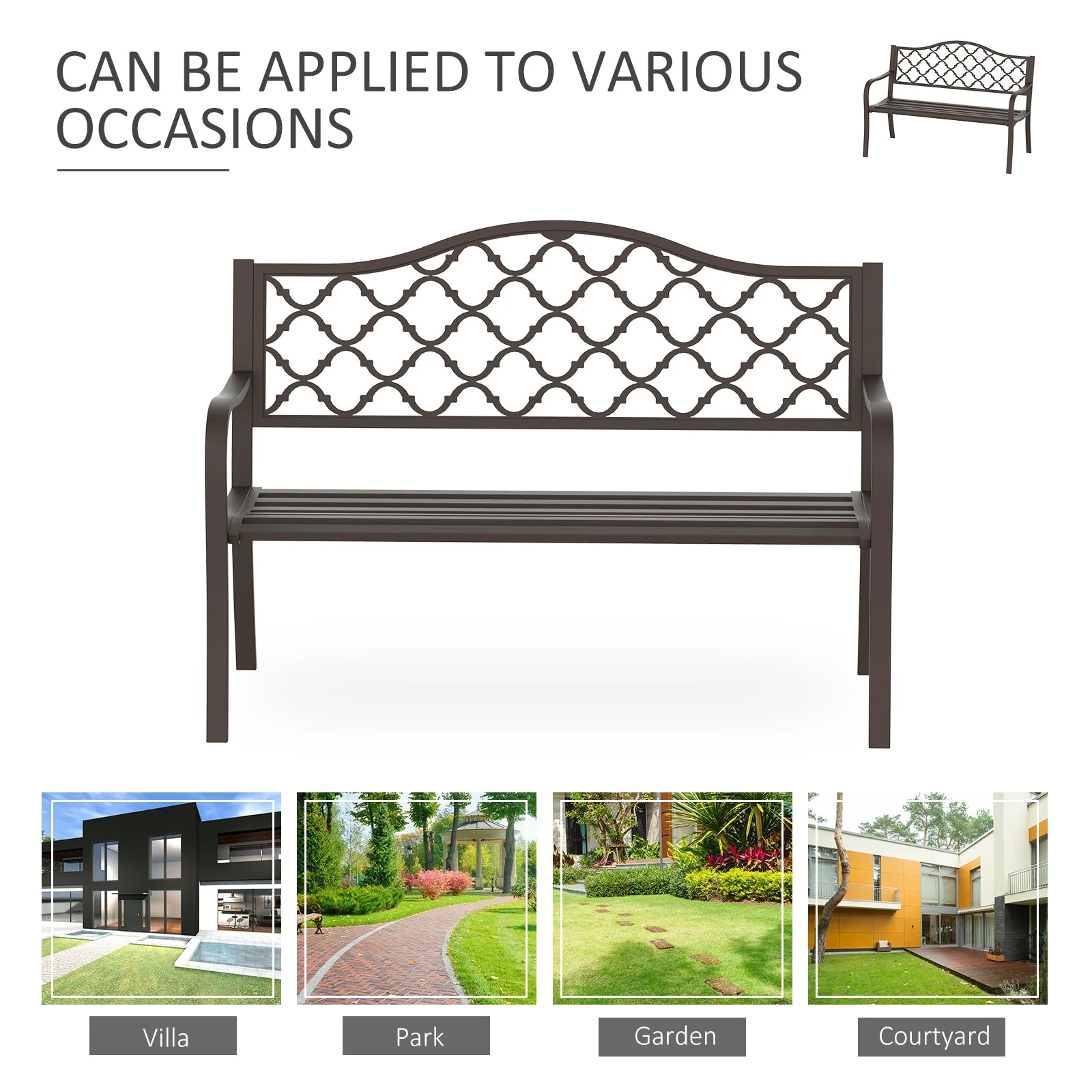 Antique Style Outdoor Cast Iron Front Porch Bench Path Chair Seat Outdoor - Image 6
