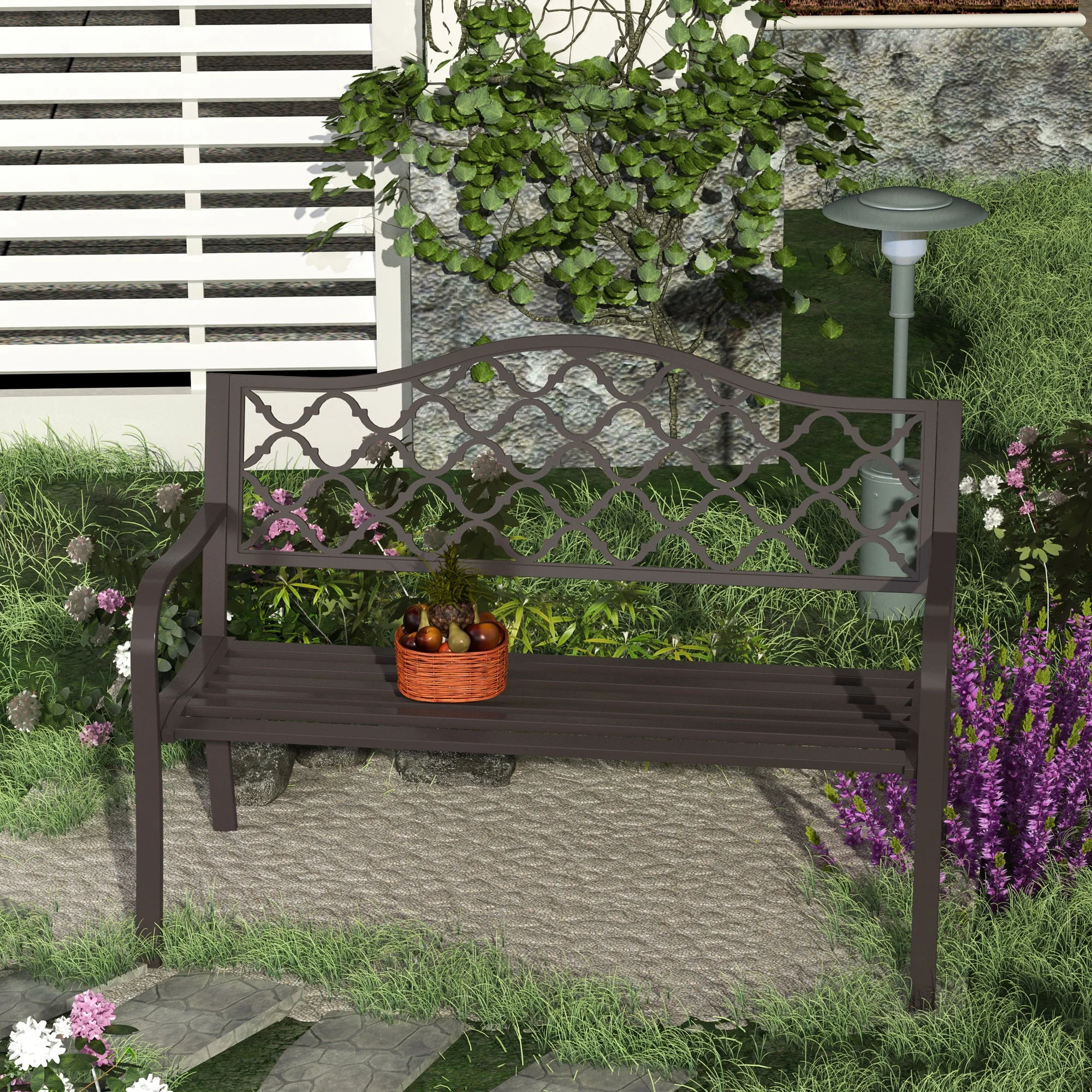 Antique Style Outdoor Cast Iron Front Porch Bench Path Chair Seat Outdoor - Image 7