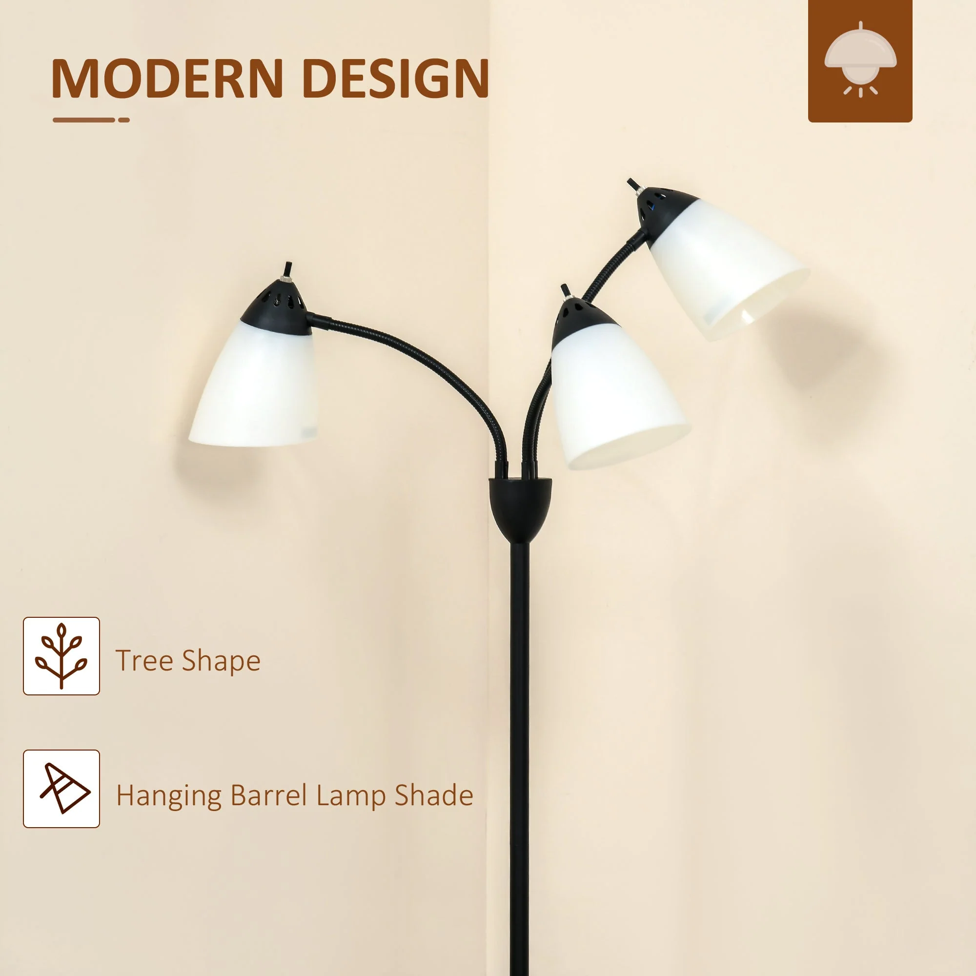 Arc Tree Floor Lamp with 3 Adjustable Rotating Lights - Image 4